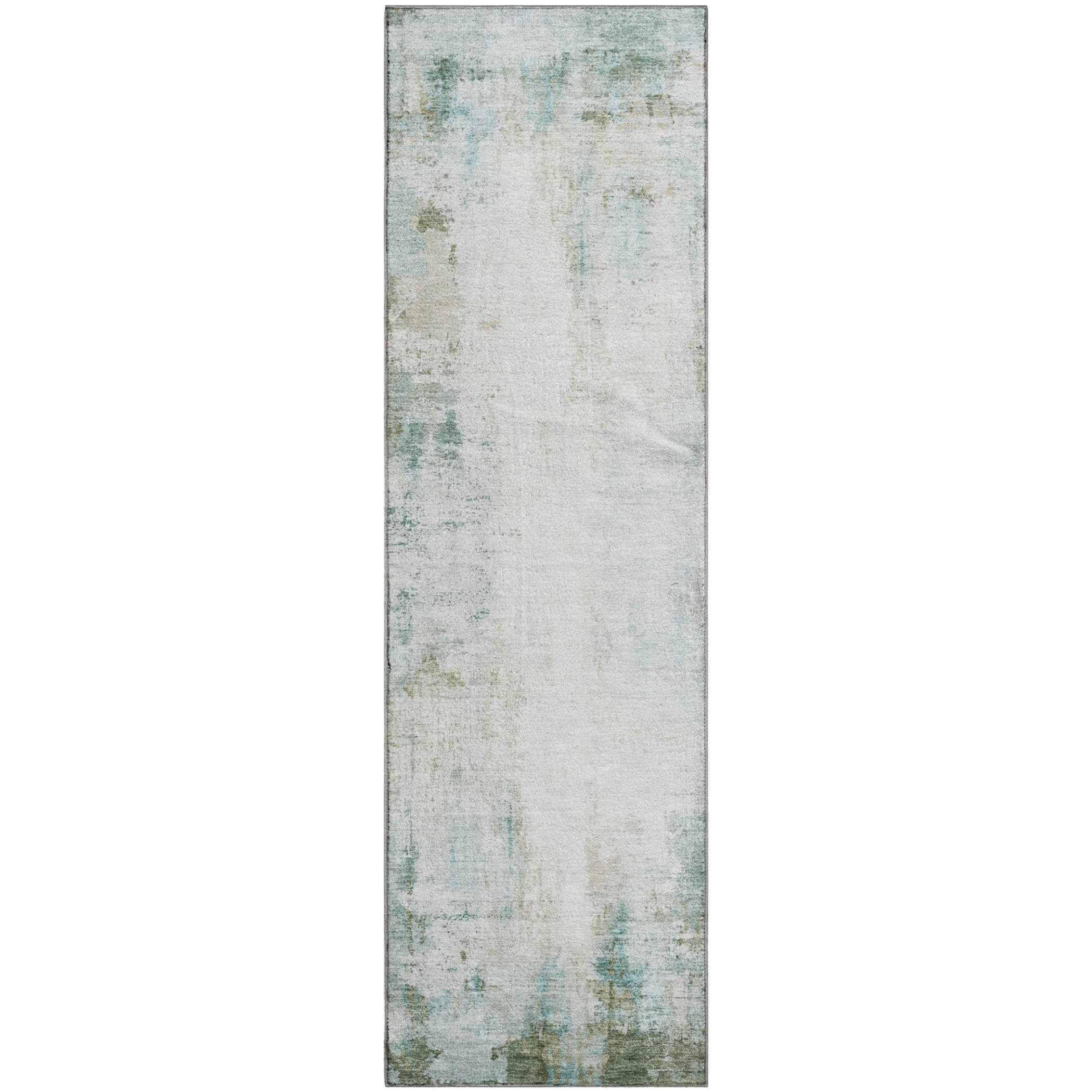 Queenstown Machine Washable Transitional Sage Green Rug 2'3" x 7'6" #shape_Runner