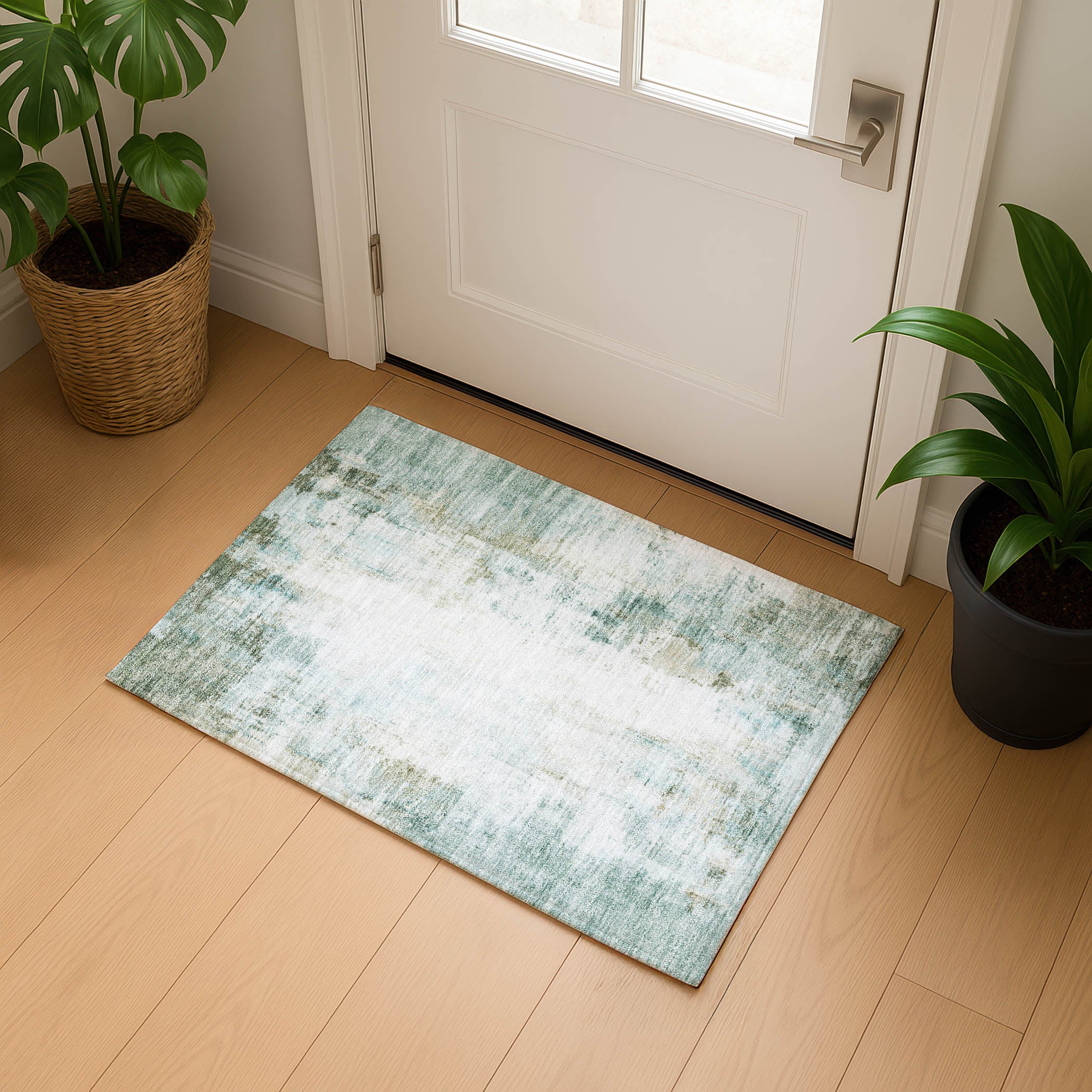 Queenstown Machine Washable Transitional Sage Green Rug 1'8" x 2'6" #shape_Rectangle