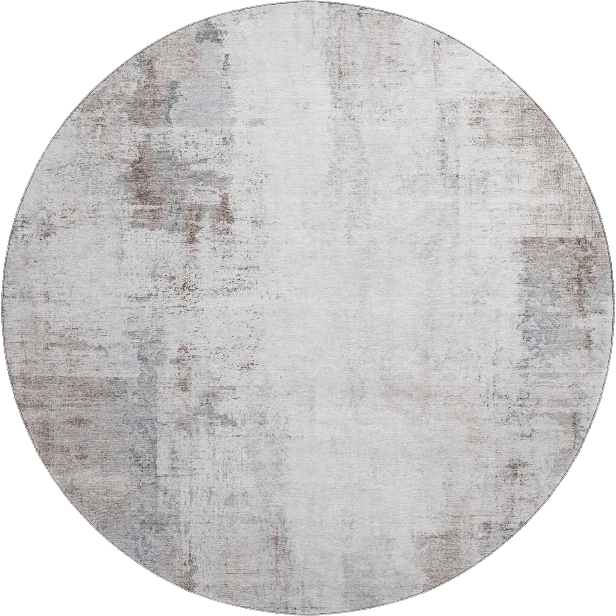 Queenstown Machine Washable Transitional Taupe Brown Rug 8' x 8' #shape_Round