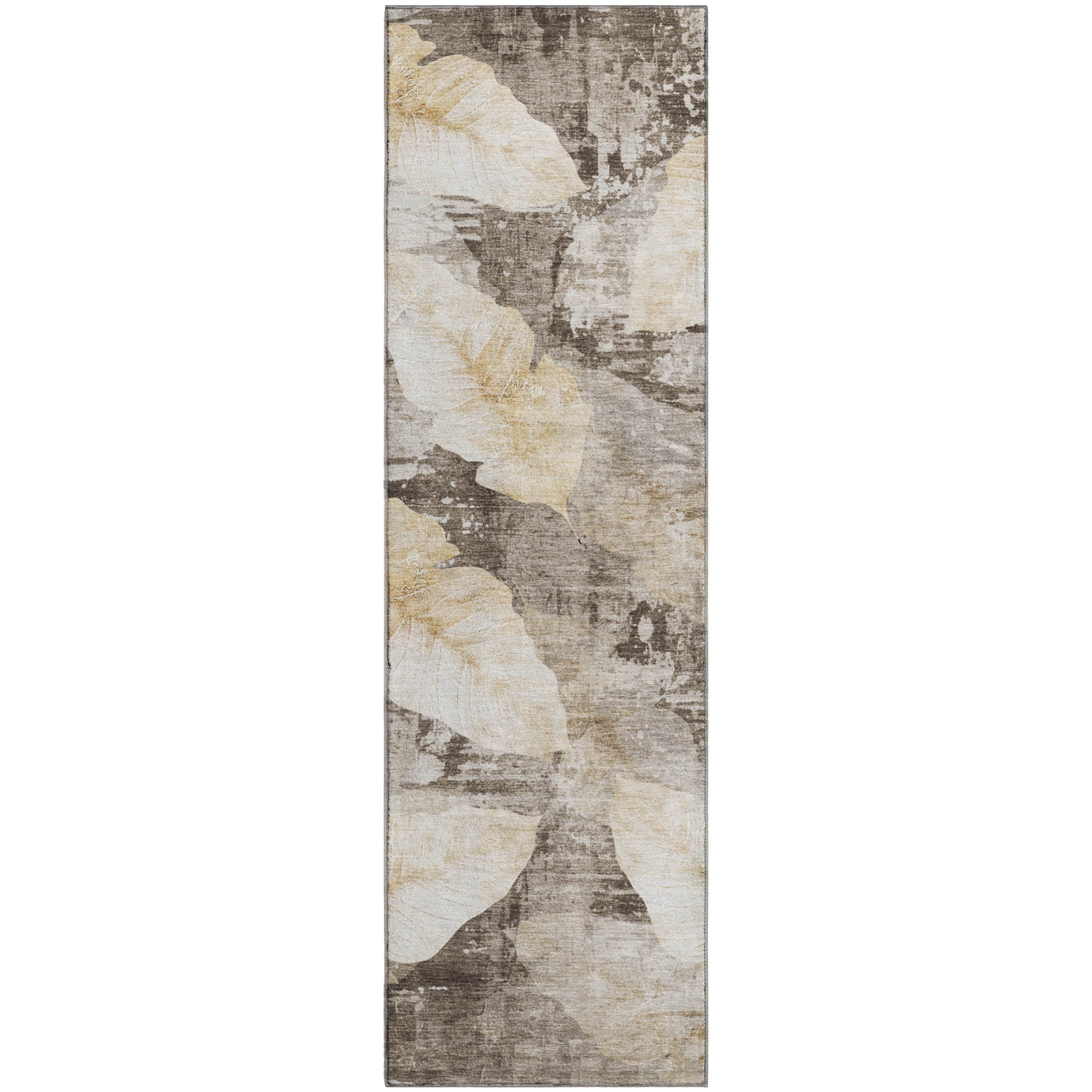 Santorini Machine Washable Transitional Brown Rug 2'3" x 7'6" #shape_Runner