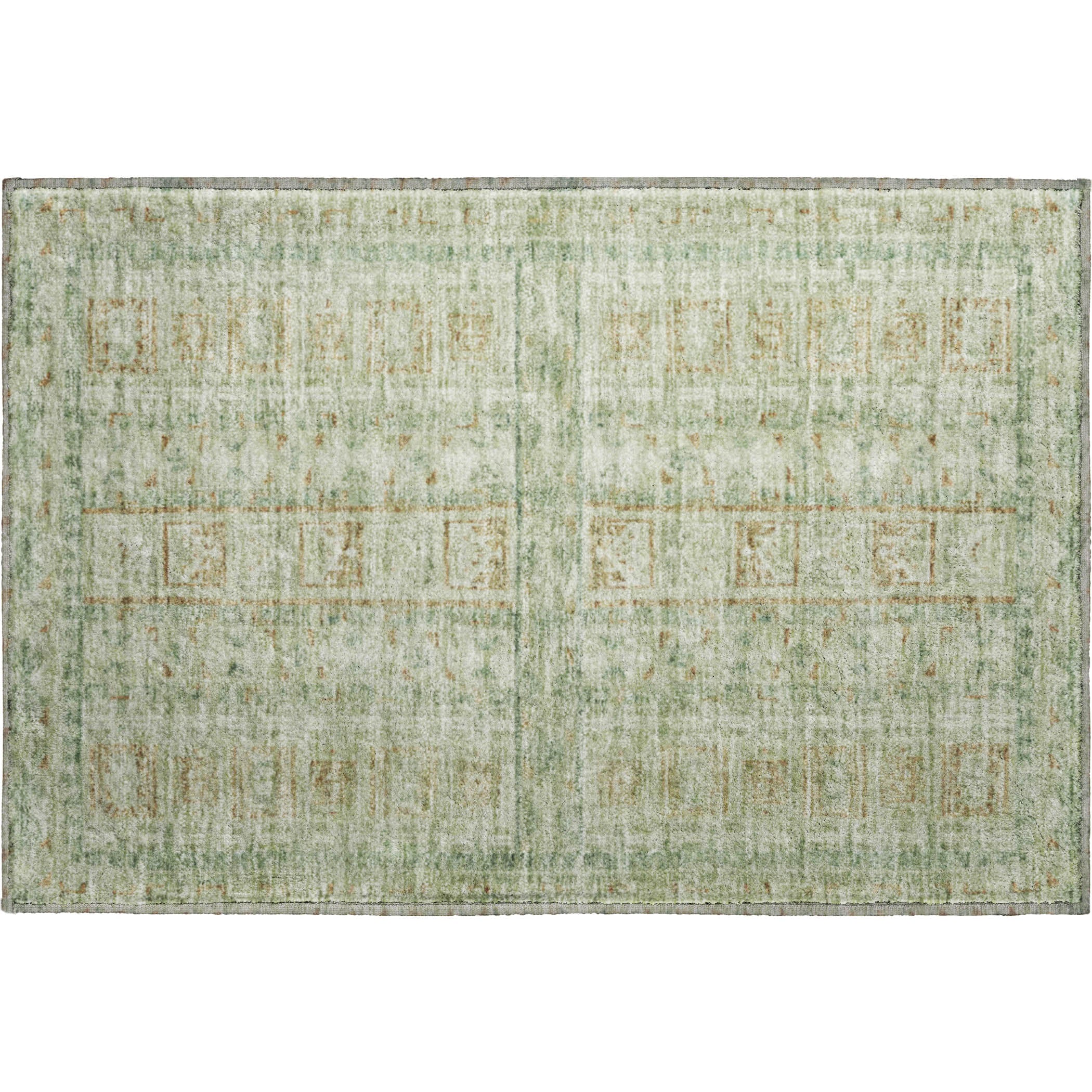 Colombo Machine Washable Transitional Green Rug 1'8" x 2'6" #shape_Rectangle