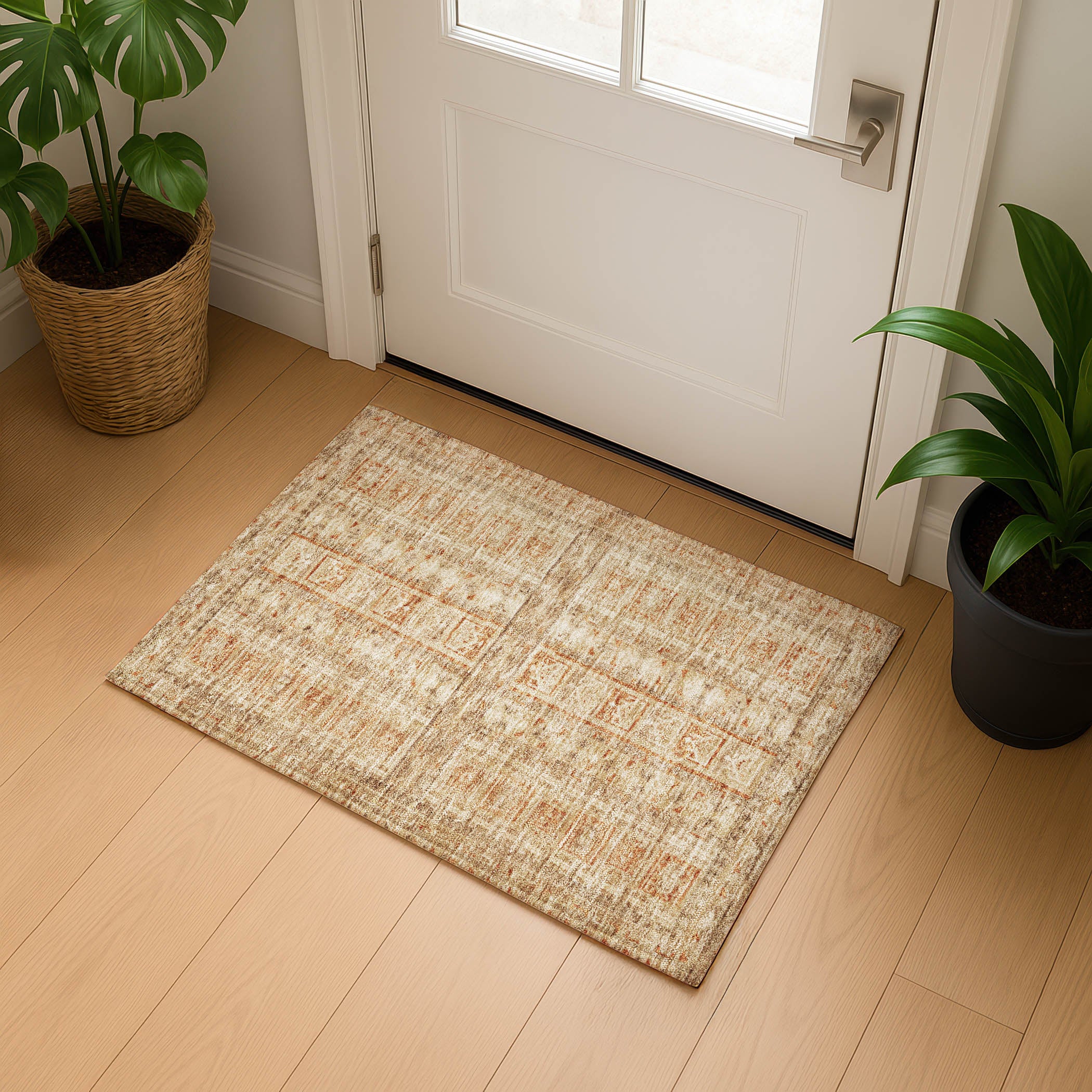 Colombo Machine Washable Transitional Paprika Orange Rug 1'8" x 2'6" #shape_Rectangle