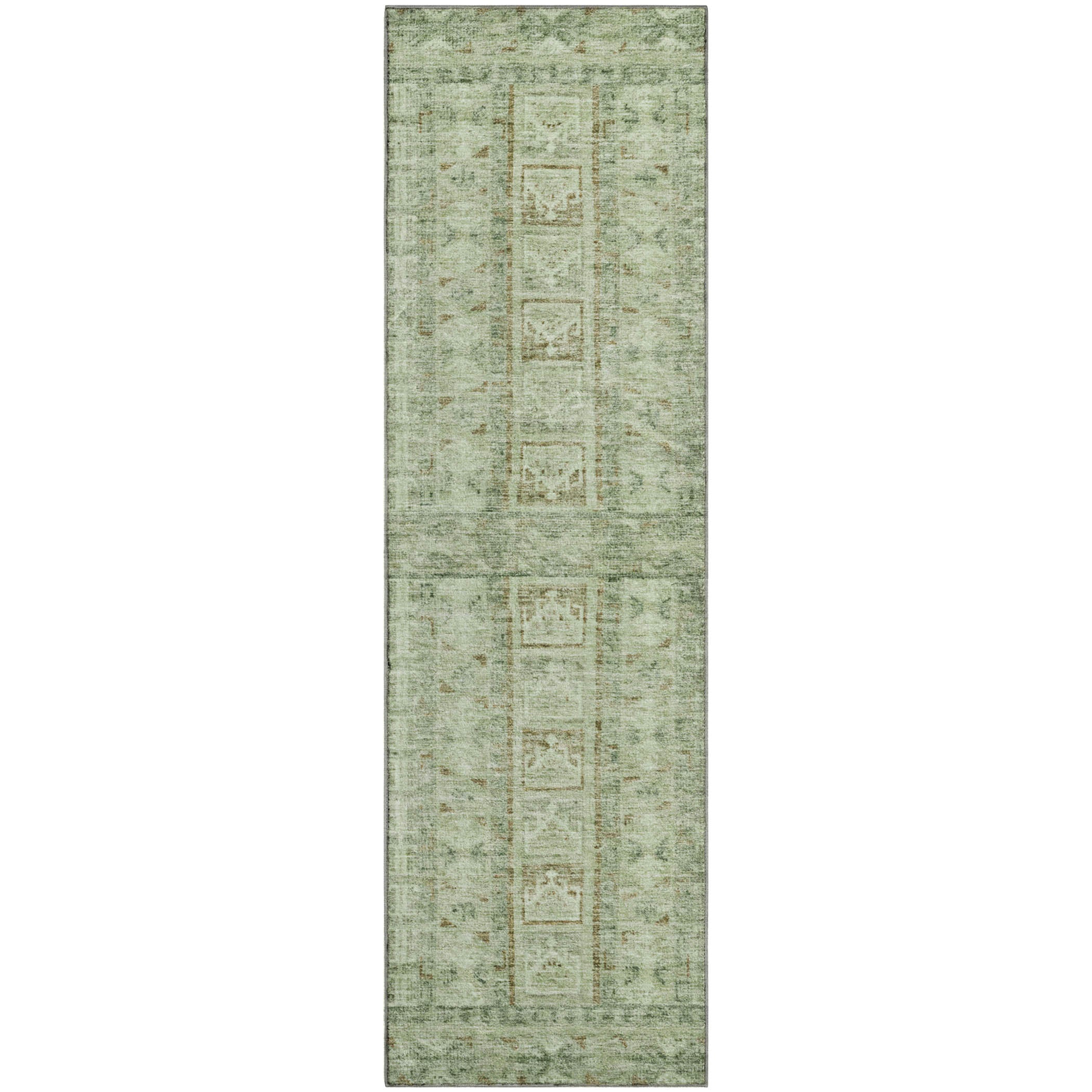 Colombo Machine Washable Transitional Sage Green Rug 2'3" x 7'6" #shape_Runner