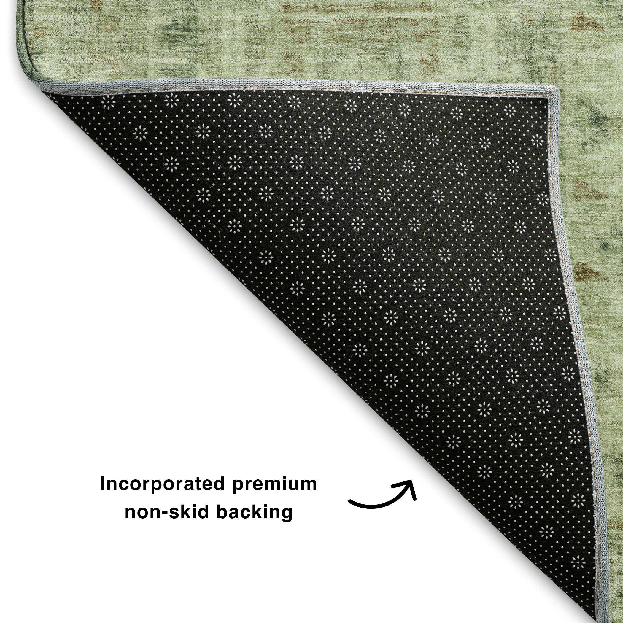 Colombo Machine Washable Transitional Sage Green Rug 1'8" x 2'6" #shape_Rectangle