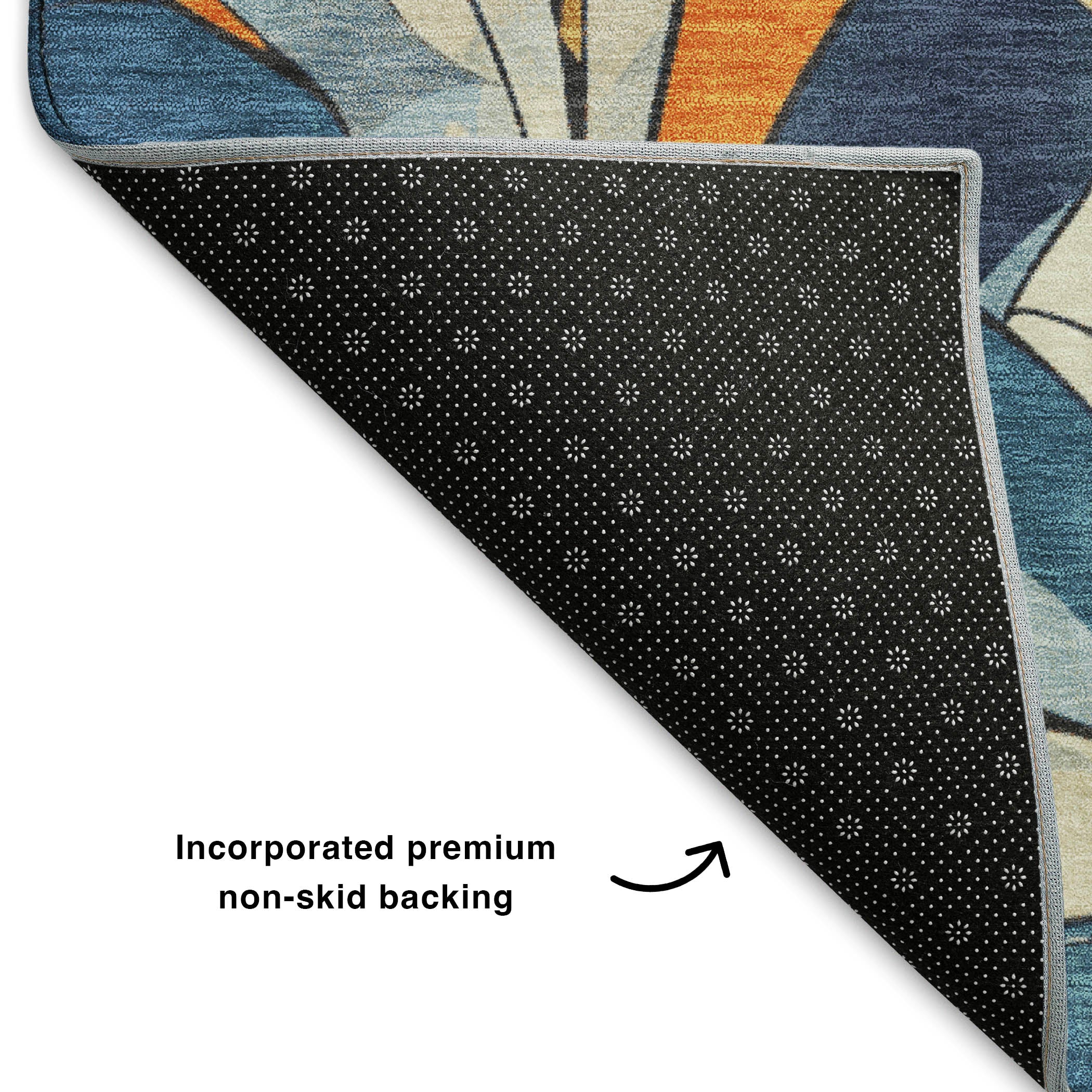 Kotor Machine Washable Transitional Blue Rug 1'8" x 2'6" #shape_Rectangle