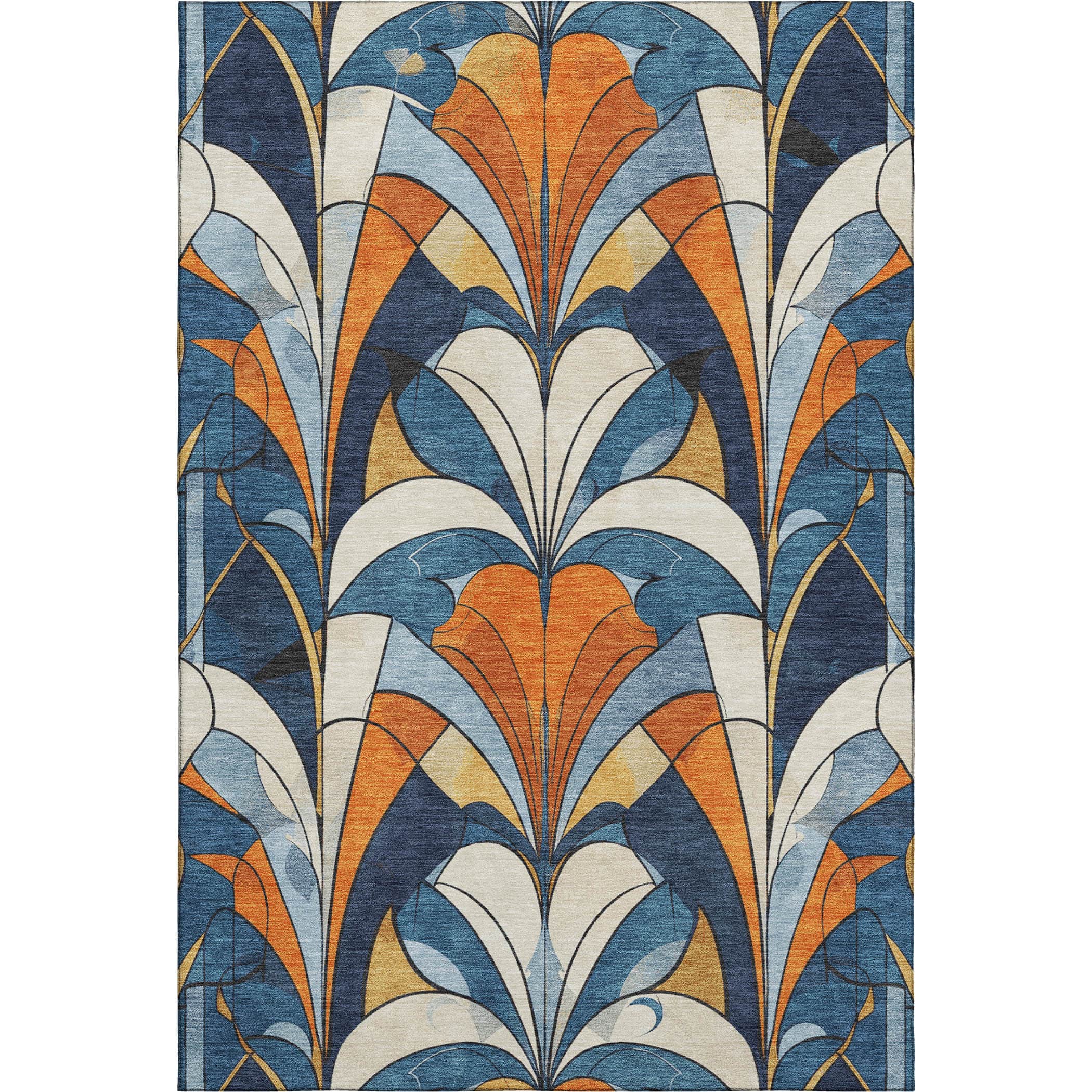 Kotor Machine Washable Transitional Blue Rug 2'6" x 3'10" #shape_Rectangle