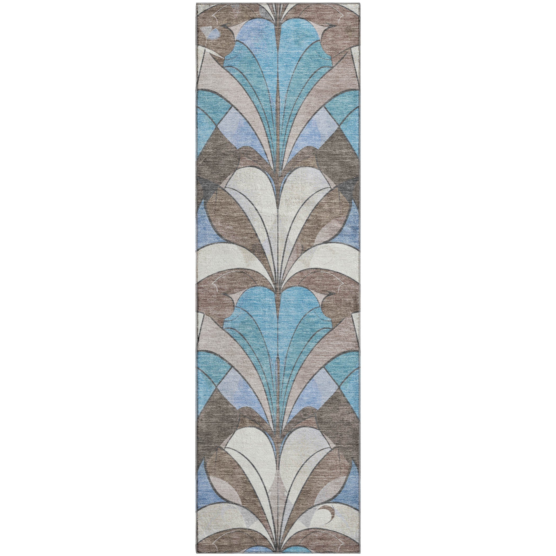 Kotor Machine Washable Transitional Brown Rug 2'3" x 7'6" #shape_Runner