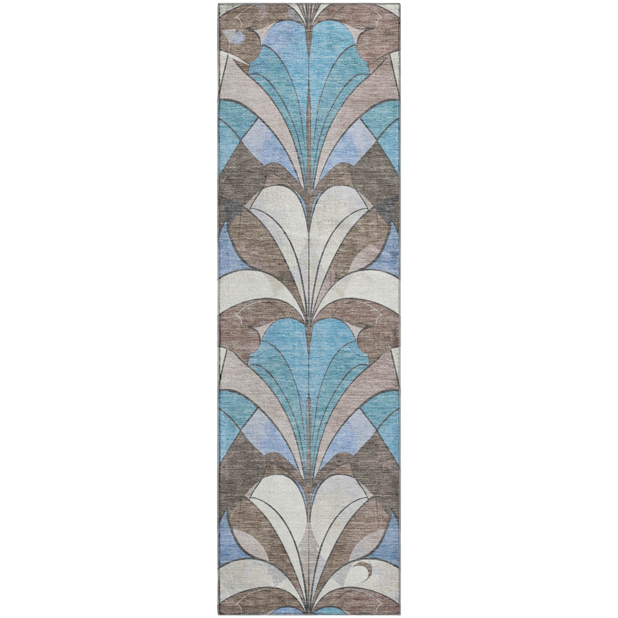 Kotor Machine Washable Transitional Brown Rug 2'3" x 7'6" #shape_Runner