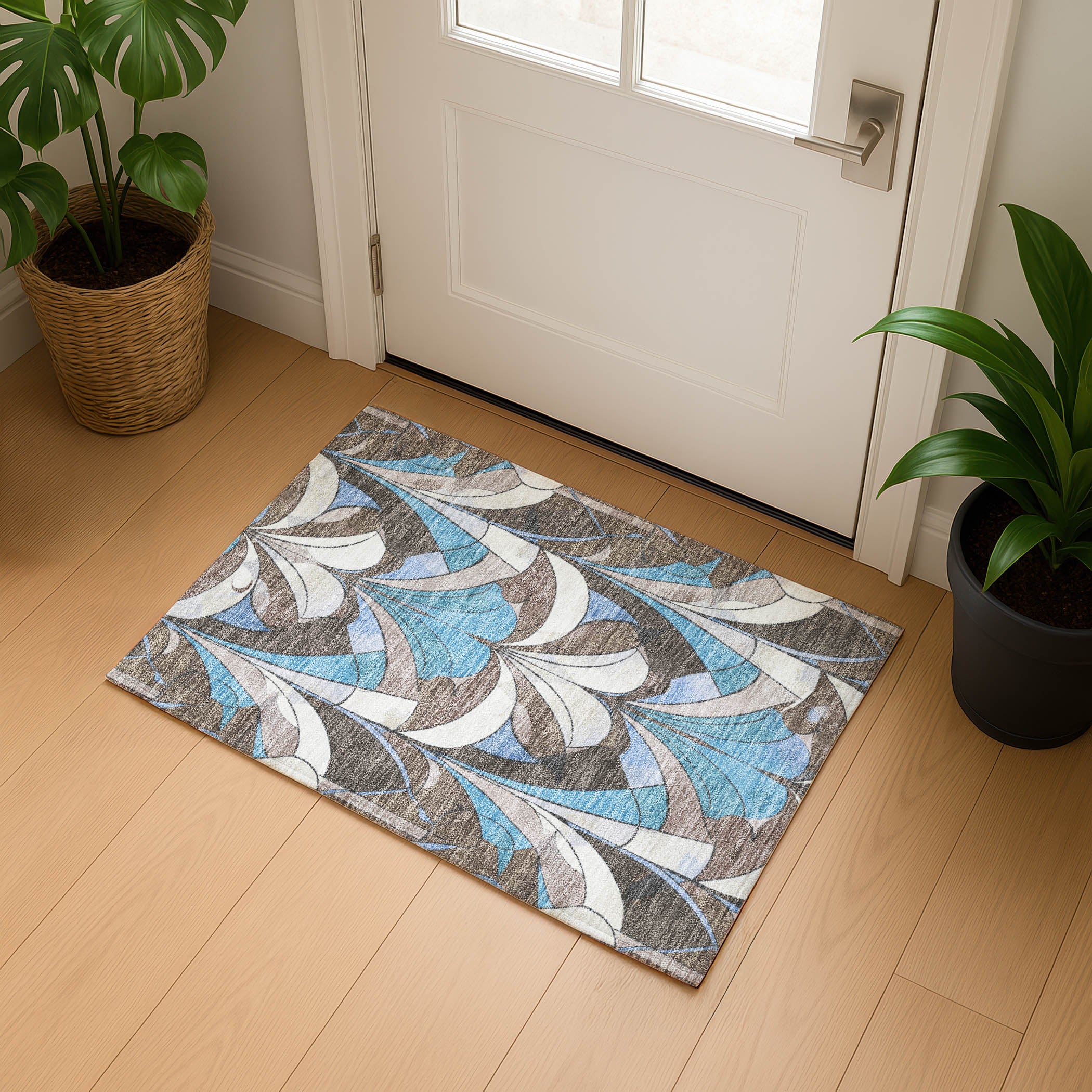 Kotor Machine Washable Transitional Brown Rug 1'8" x 2'6" #shape_Rectangle