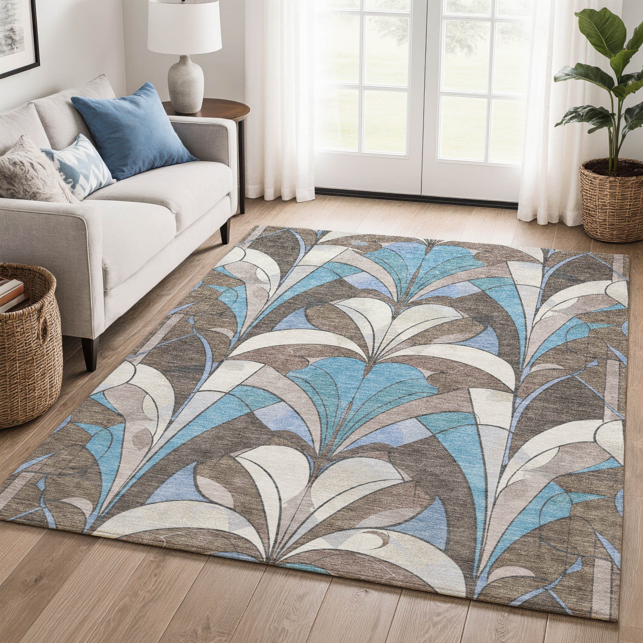 Kotor Machine Washable Transitional Brown Rug 2'6" x 3'10" #shape_Rectangle