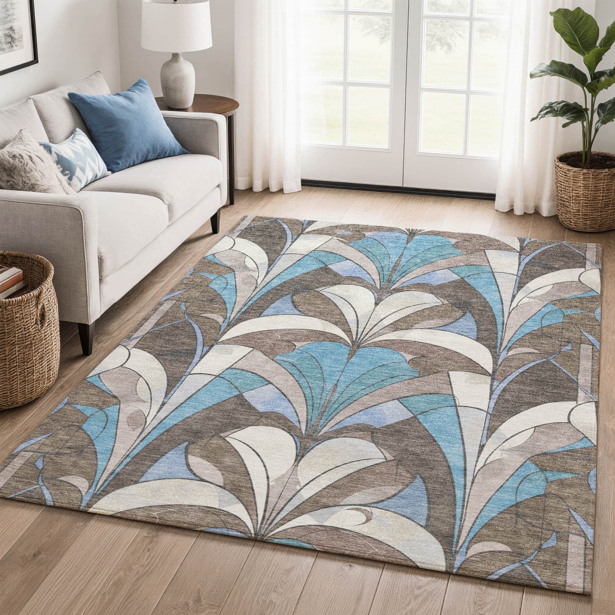 Kotor Machine Washable Transitional Brown Rug 2'6" x 3'10" #shape_Rectangle