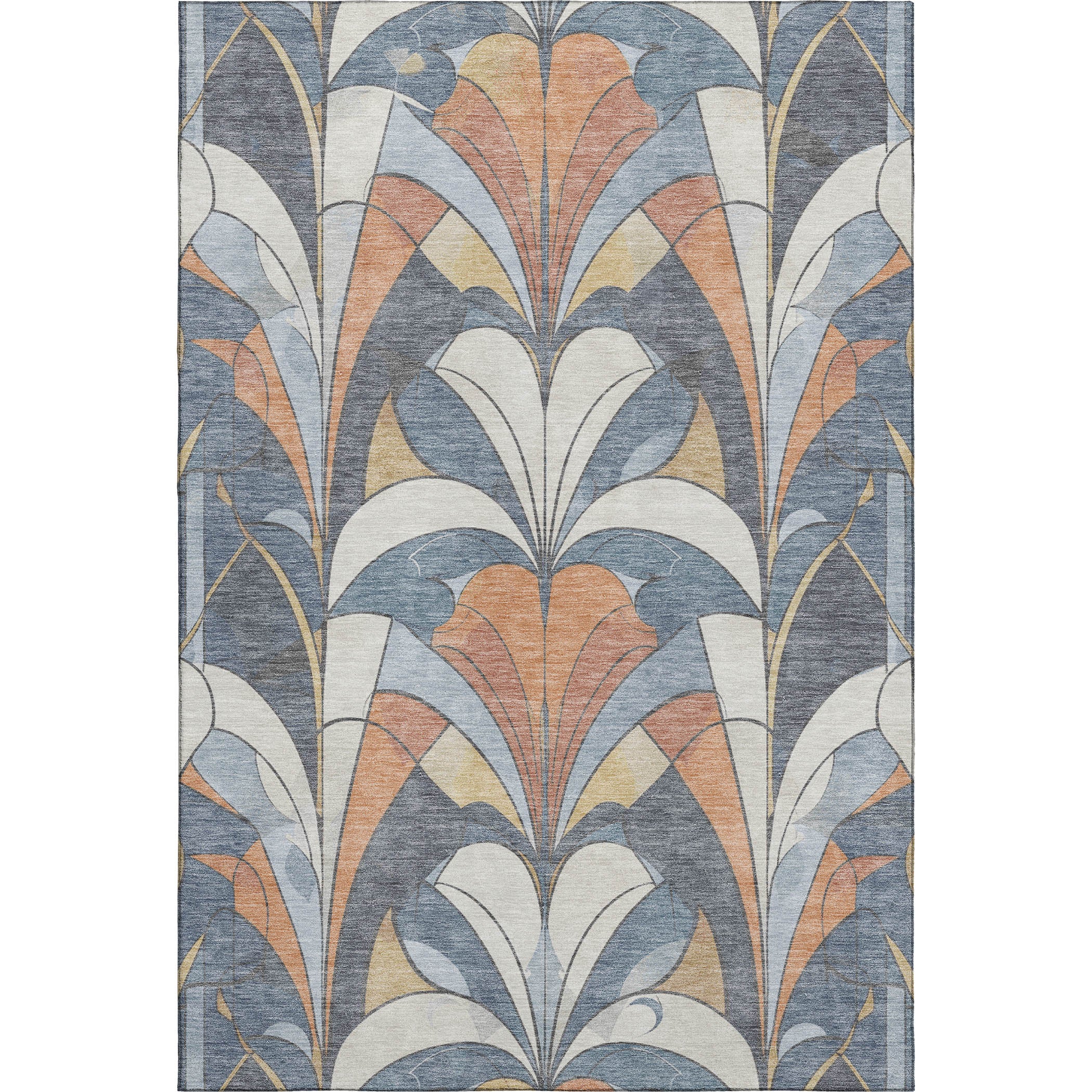 Kotor Machine Washable Transitional Denim Blue Rug 2'6" x 3'10" #shape_Rectangle