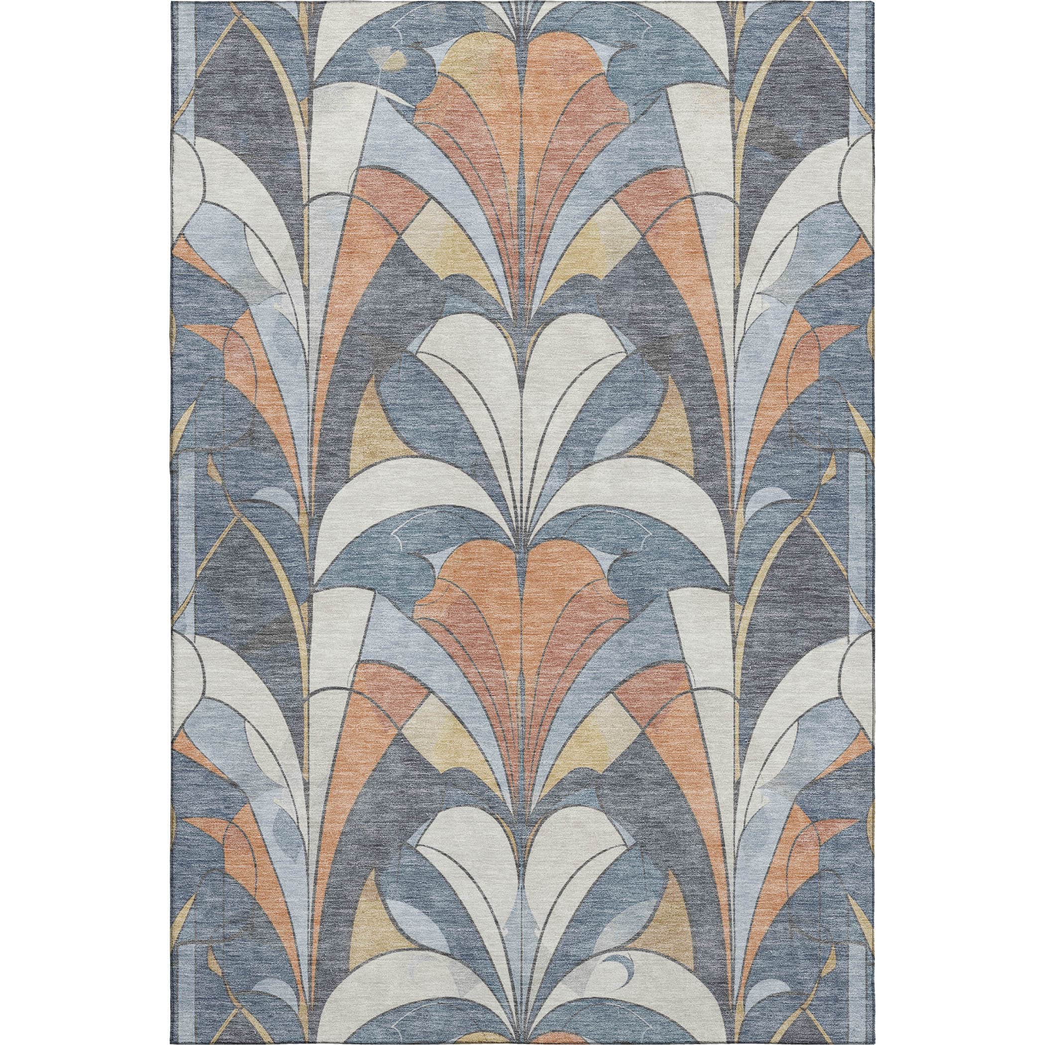 Kotor Machine Washable Transitional Denim Blue Rug 2'6" x 3'10" #shape_Rectangle