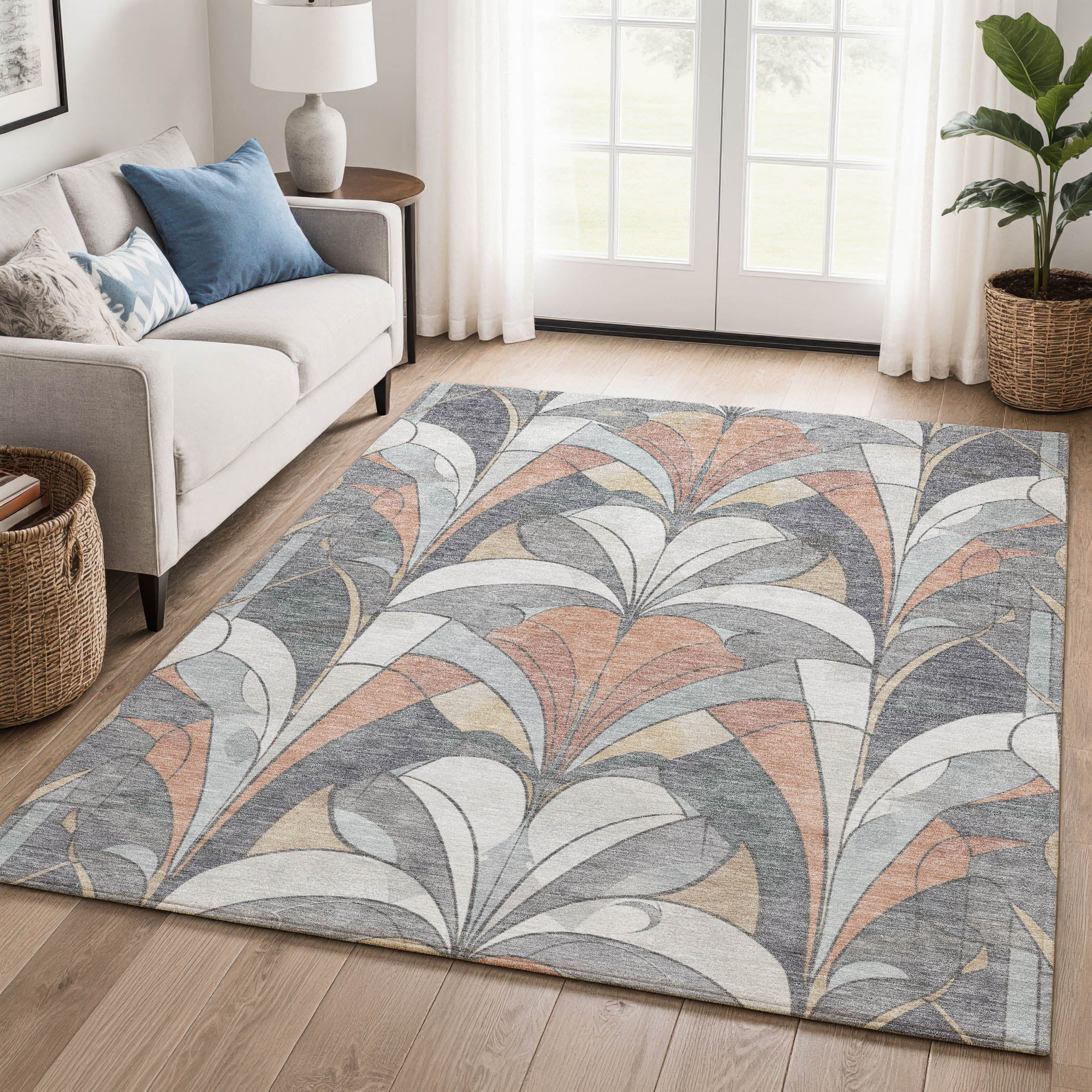 Kotor Machine Washable Transitional Gray Rug 2'6" x 3'10" #shape_Rectangle