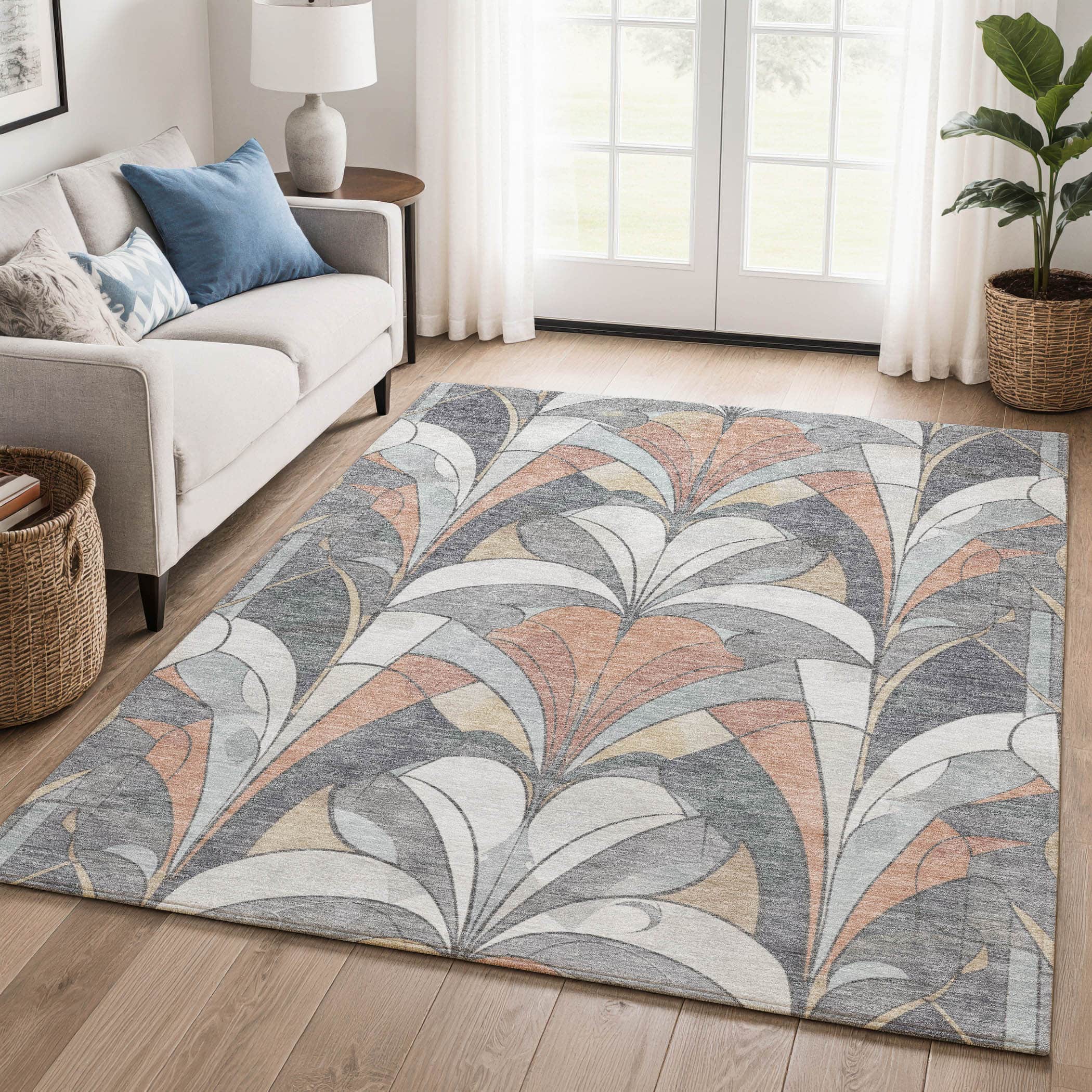 Kotor Machine Washable Transitional Gray Rug 2'6" x 3'10" #shape_Rectangle