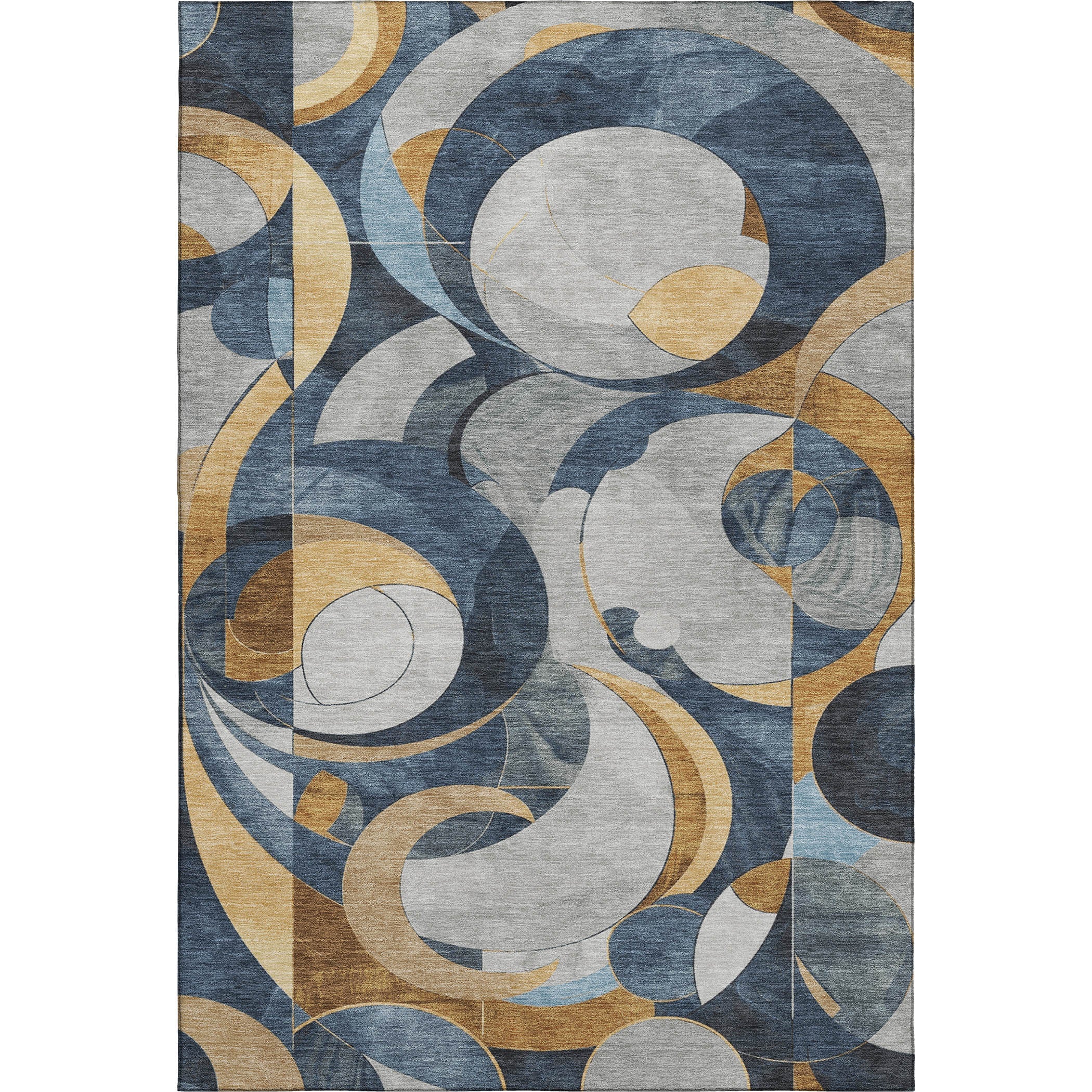 Seoul Machine Washable Transitional Blue Rug 2'6" x 3'10" #shape_Rectangle