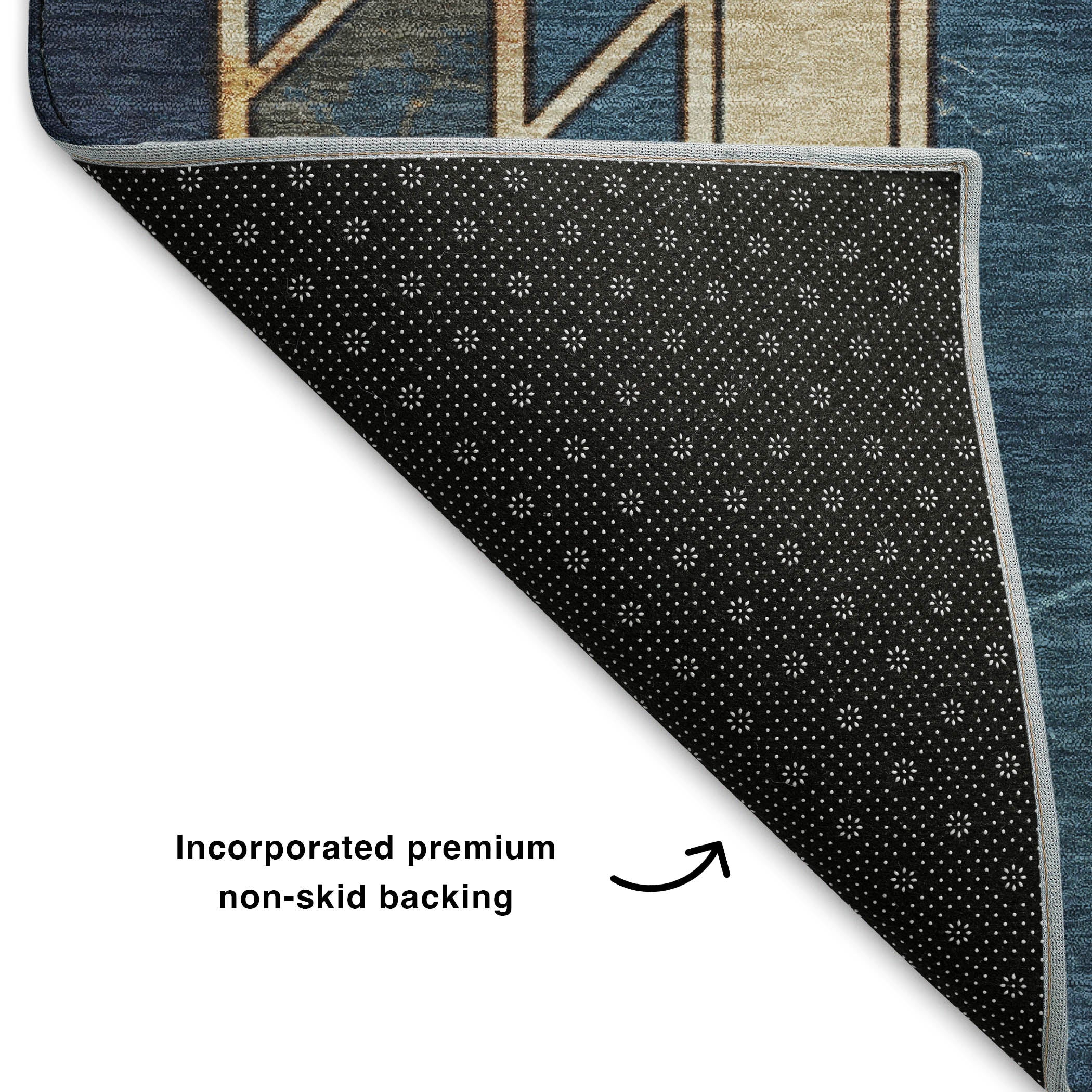 Oslo Machine Washable Transitional Blue Rug 1'8" x 2'6" #shape_Rectangle