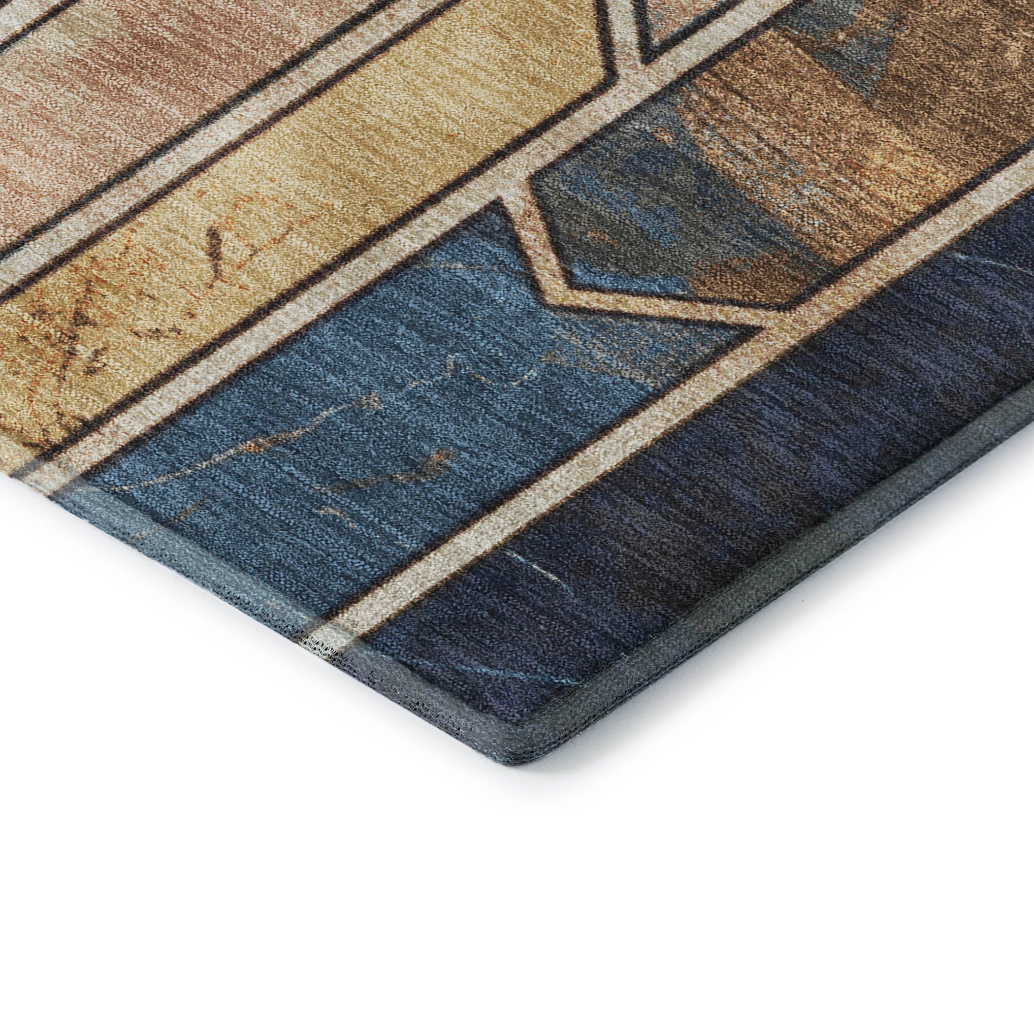 Oslo Machine Washable Transitional Blue Rug 1'8" x 2'6" #shape_Rectangle