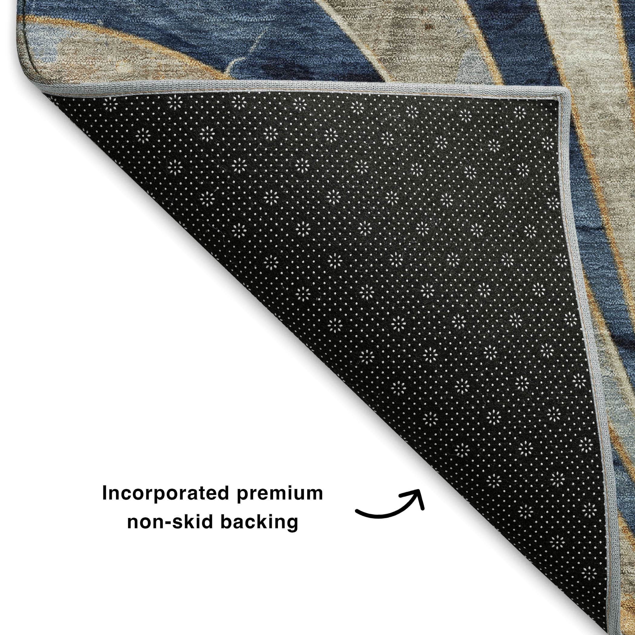 Kathmandu Machine Washable Transitional Navy Blue Rug 1'8" x 2'6" #shape_Rectangle