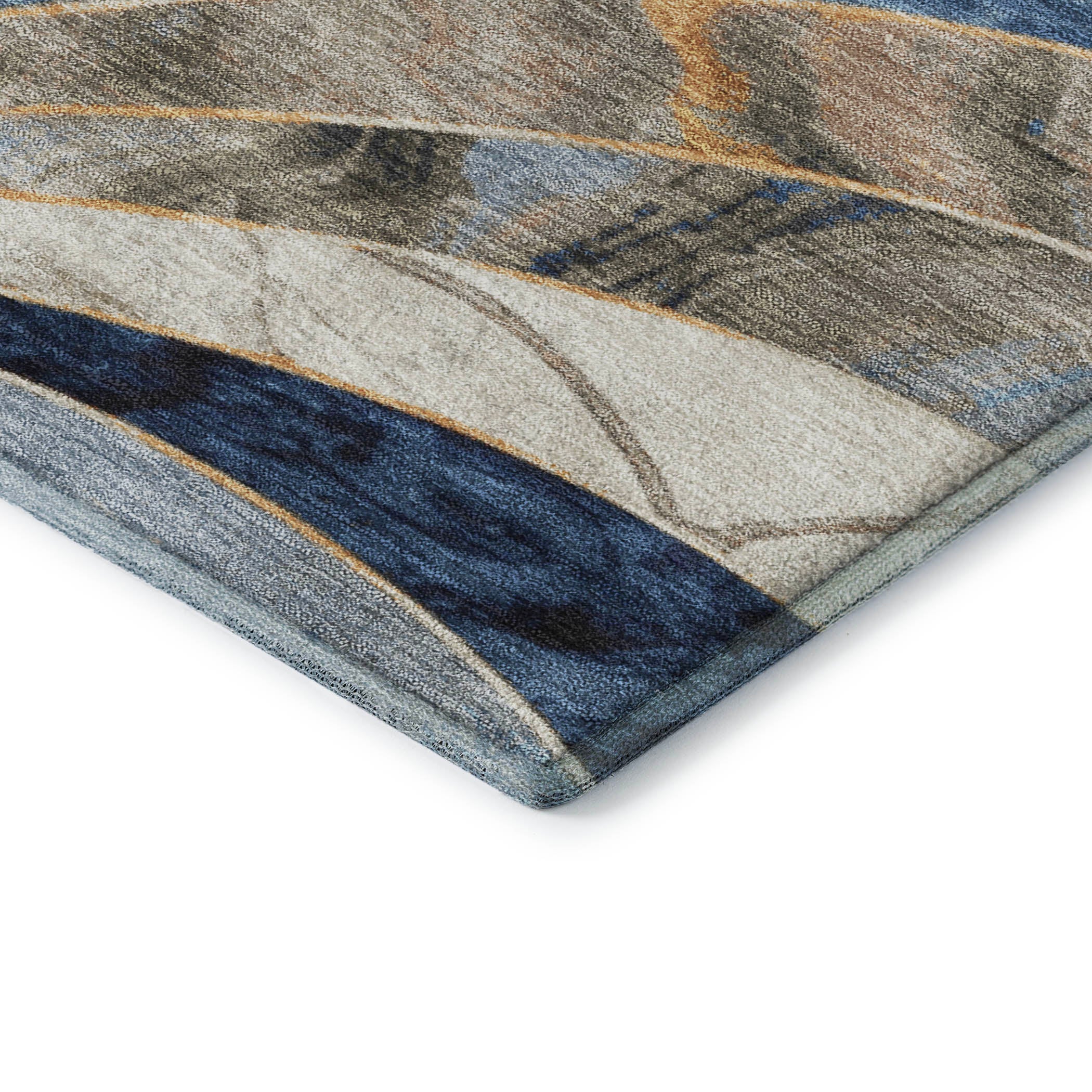 Kathmandu Machine Washable Transitional Navy Blue Rug 1'8" x 2'6" #shape_Rectangle