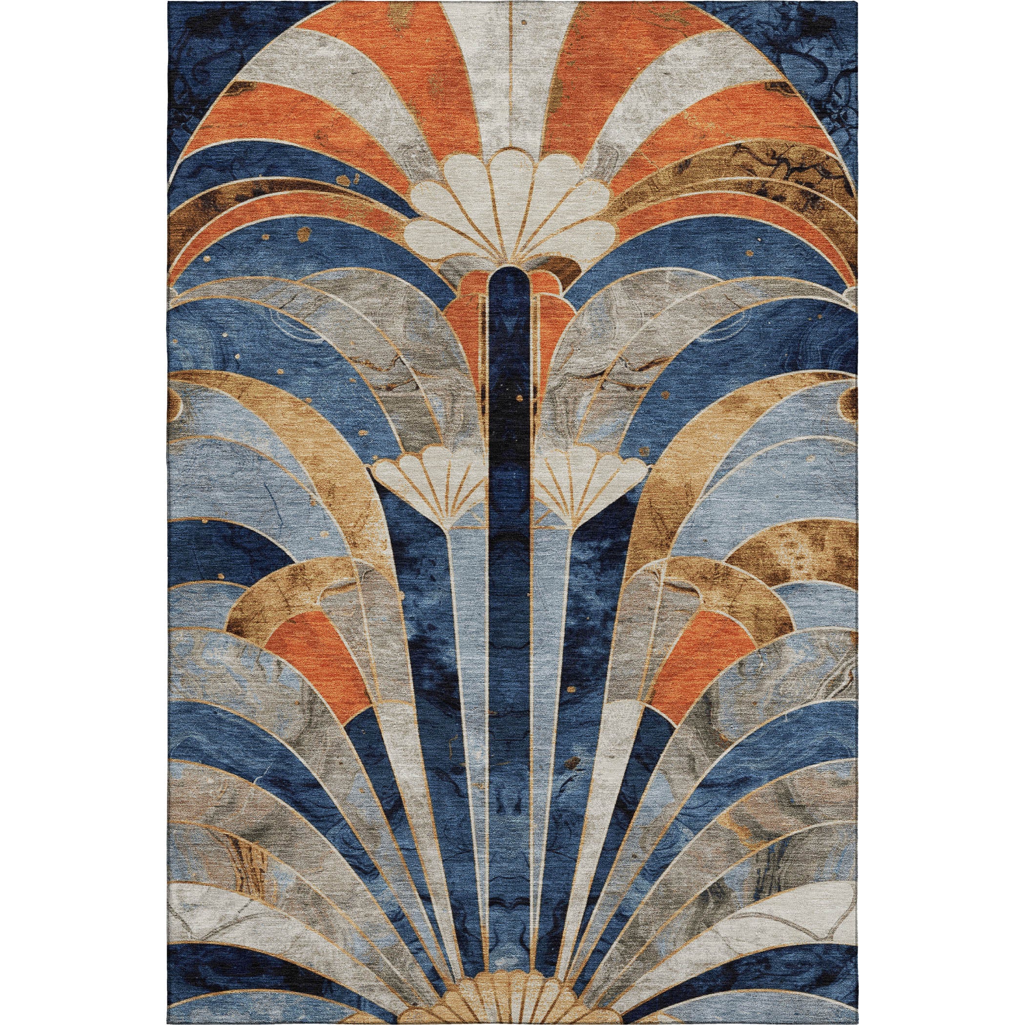 Kathmandu Machine Washable Transitional Navy Blue Rug 2'6" x 3'10" #shape_Rectangle