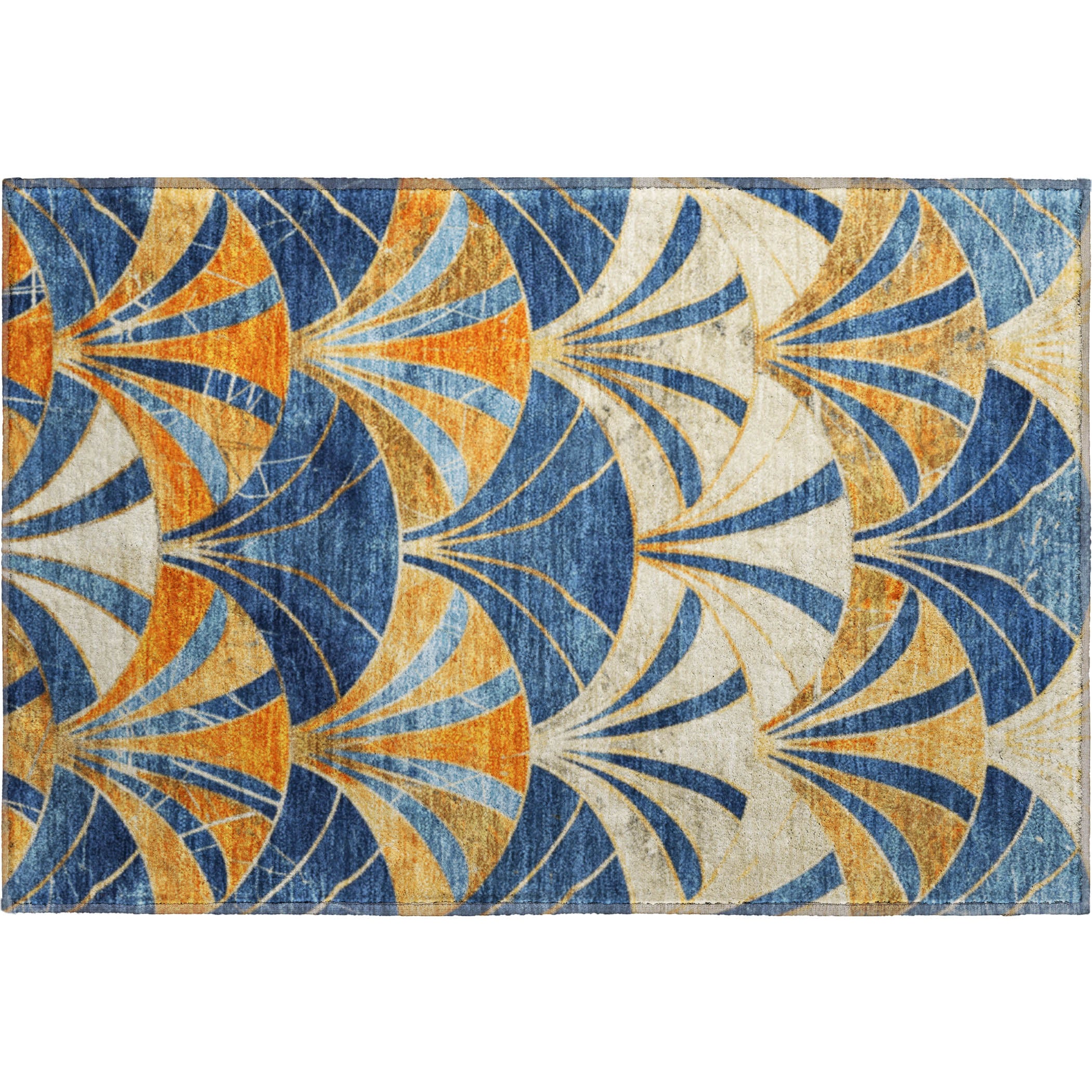 Antigua Machine Washable Transitional Blue Rug 1'8" x 2'6" #shape_Rectangle