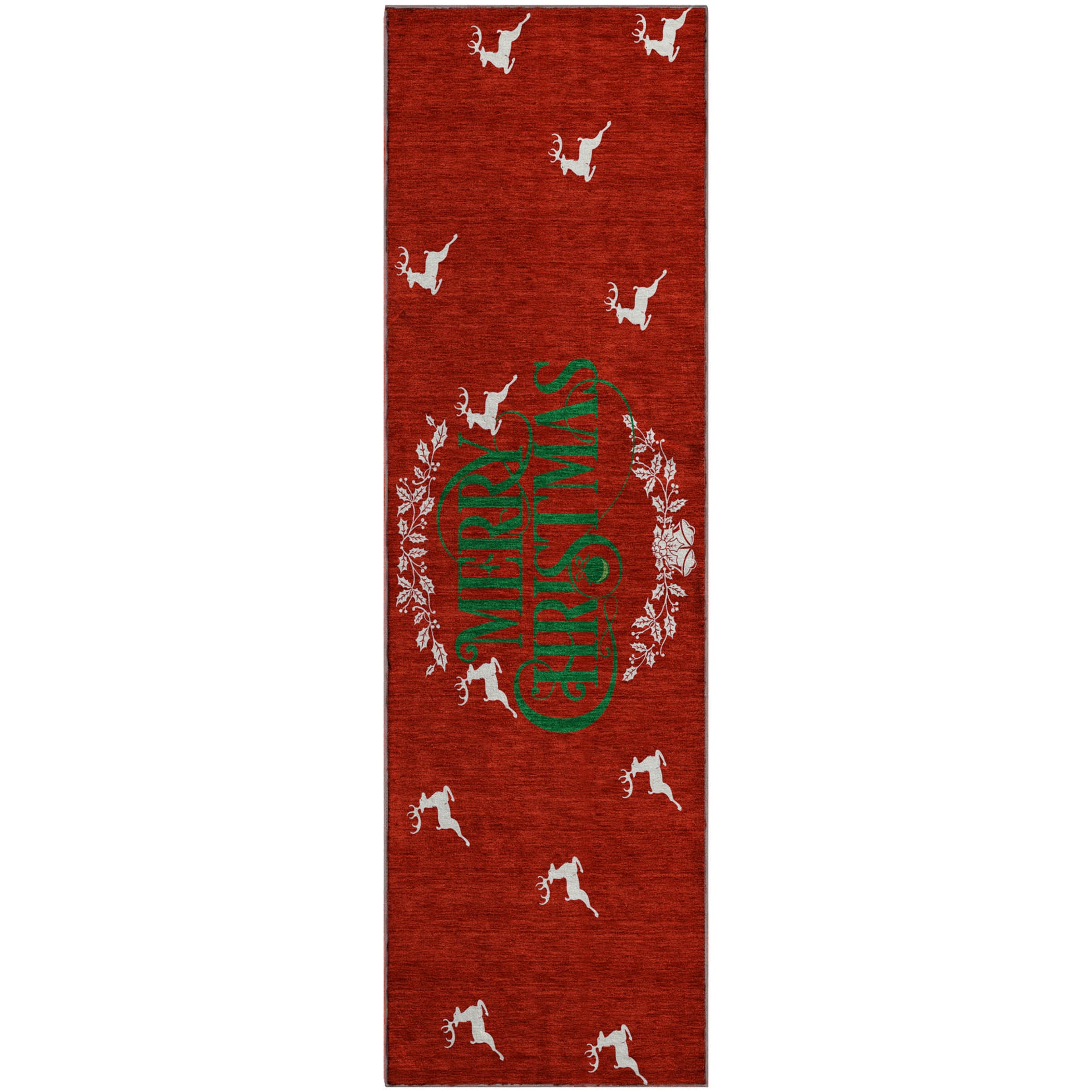 Bogota Machine Washable Holiday Ruby Red Rug 2'3" x 7'6" #shape_Runner