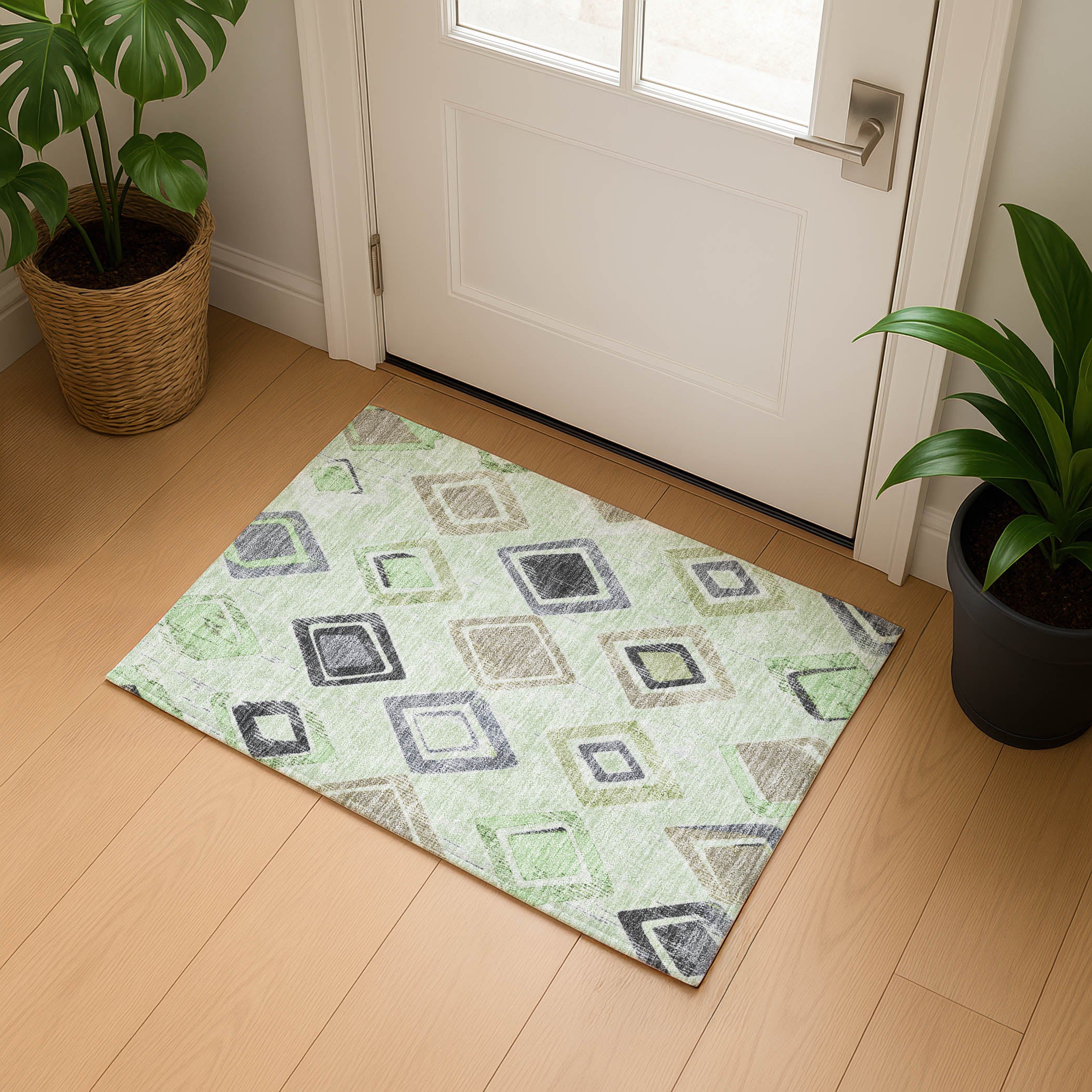 Lucerne Machine Washable Transitional Aloe Green Rug 1'8" x 2'6" #shape_Rectangle