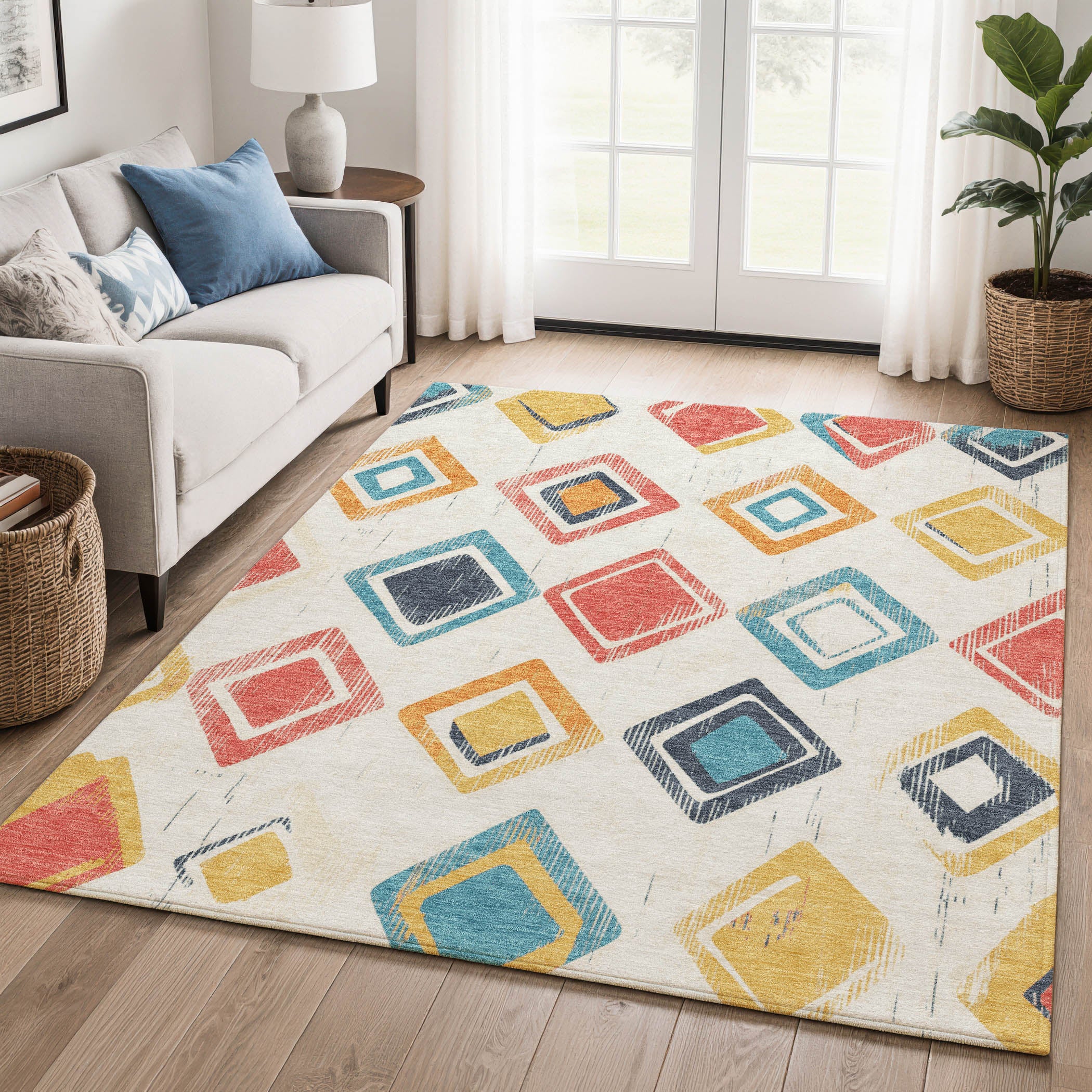 Lucerne Machine Washable Transitional Ivory Rug 2'6" x 3'10" #shape_Rectangle