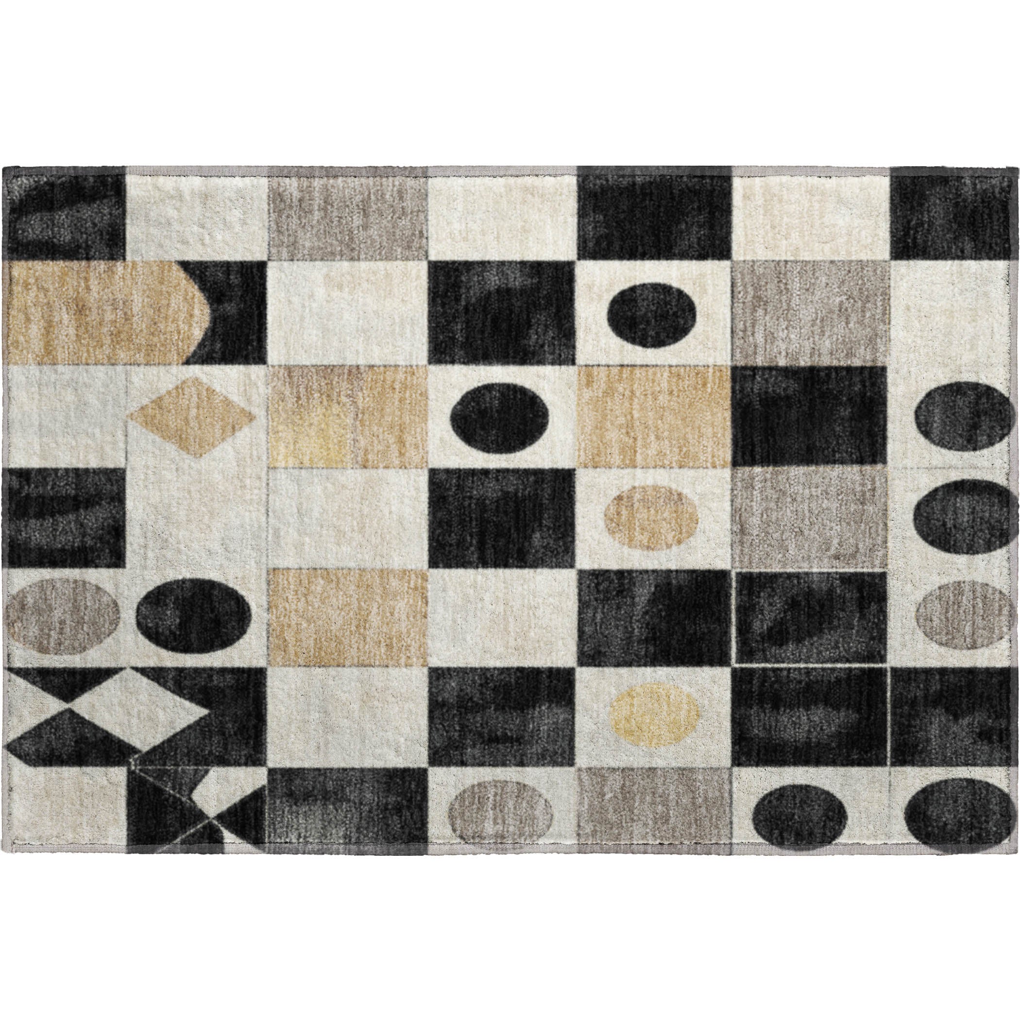 Istanbul Machine Washable Transitional Black Rug 1'8" x 2'6" #shape_Rectangle