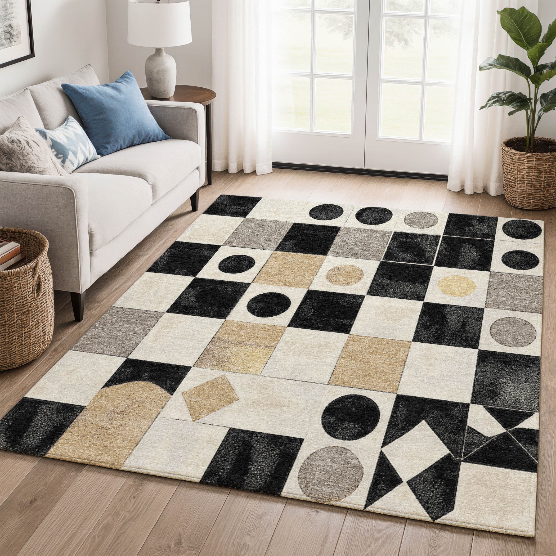 Istanbul Machine Washable Transitional Black Rug 2'6" x 3'10" #shape_Rectangle