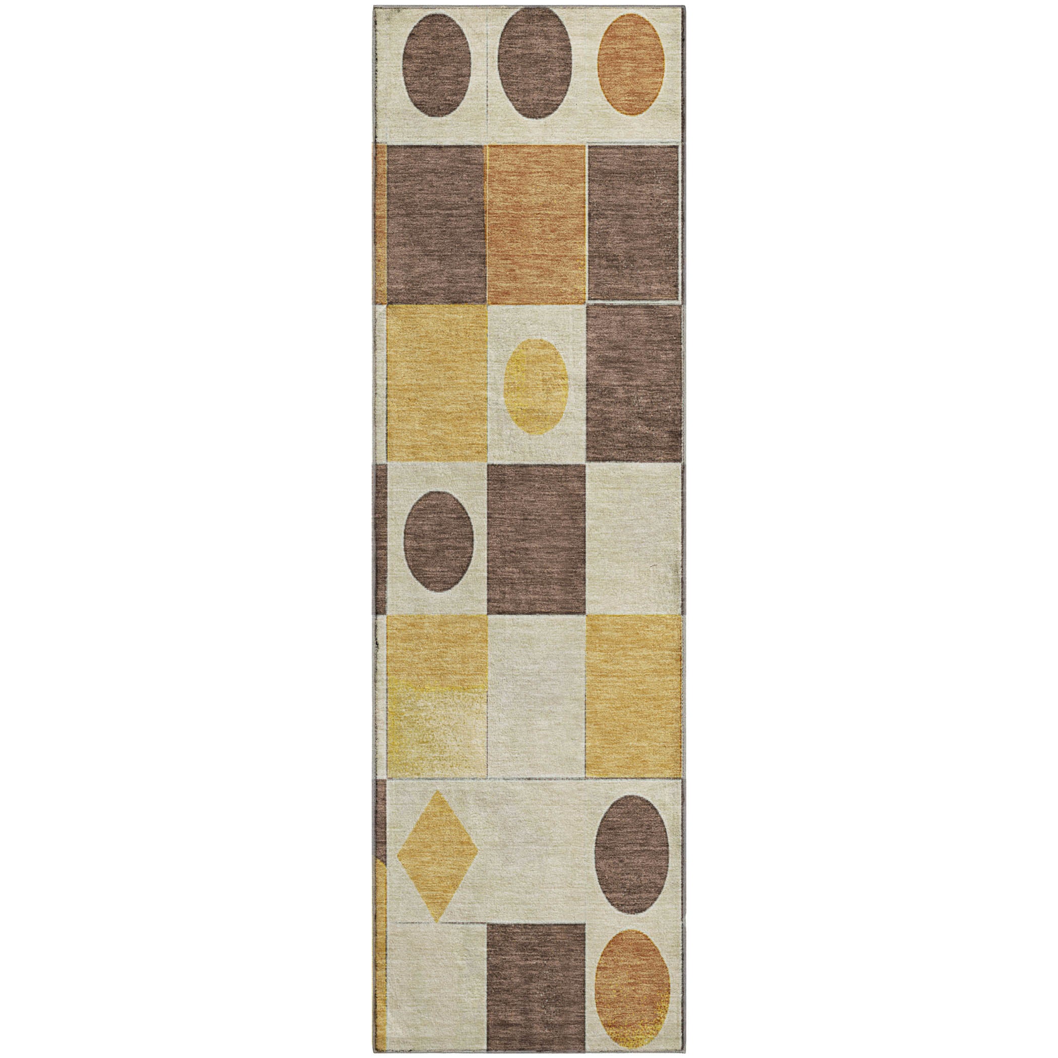 Istanbul Machine Washable Transitional Brown Rug 2'3" x 7'6" #shape_Runner