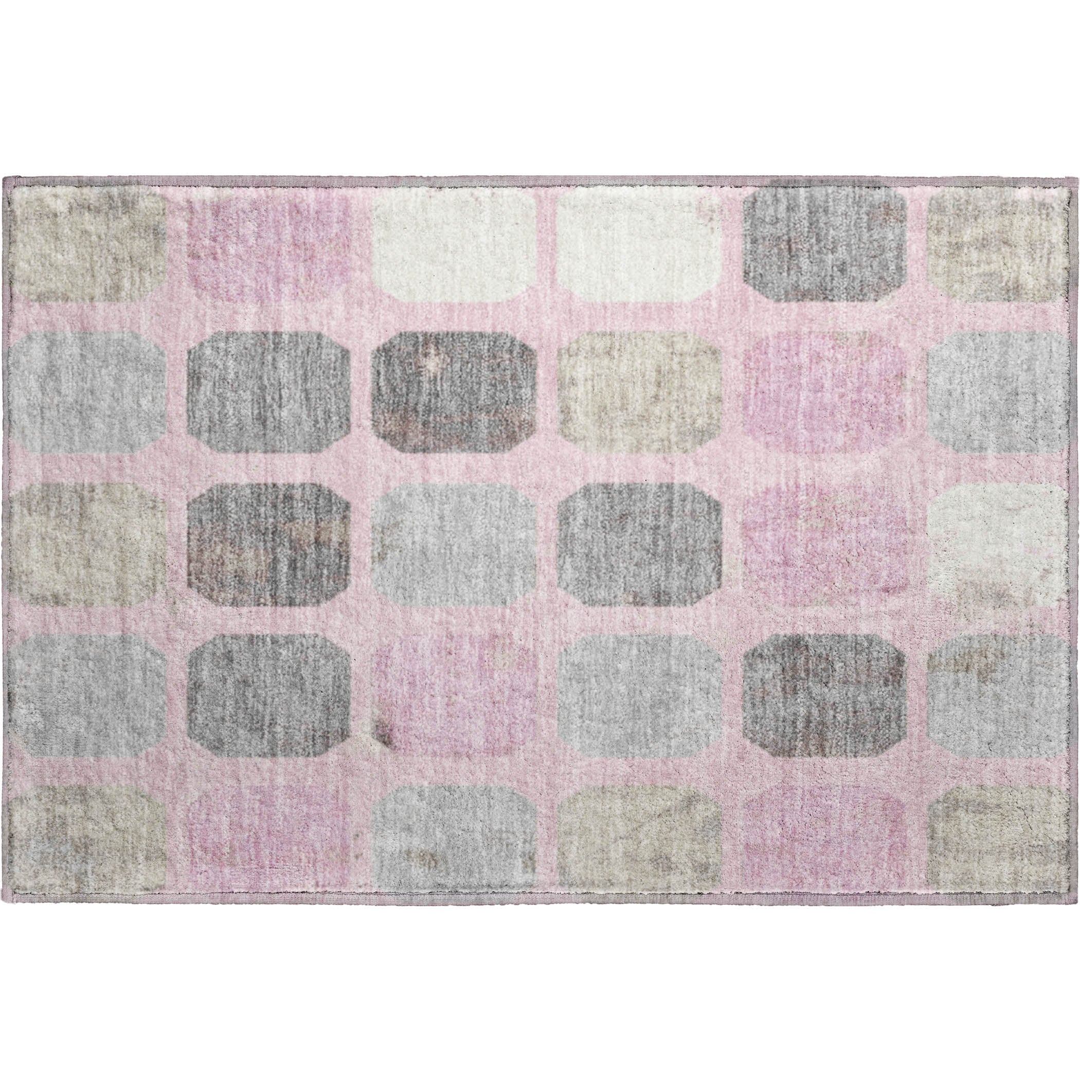 Dublin Machine Washable Transitional Pink Rug 1'8" x 2'6" #shape_Rectangle