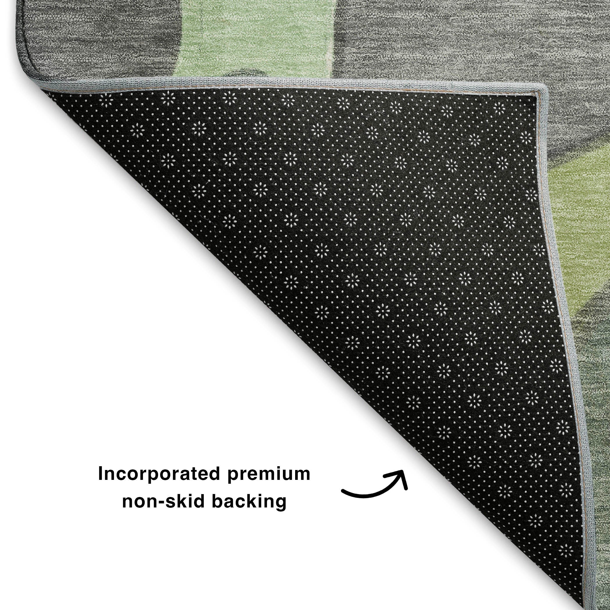 Reykjavik Machine Washable Transitional Green Rug 1'8" x 2'6" #shape_Rectangle