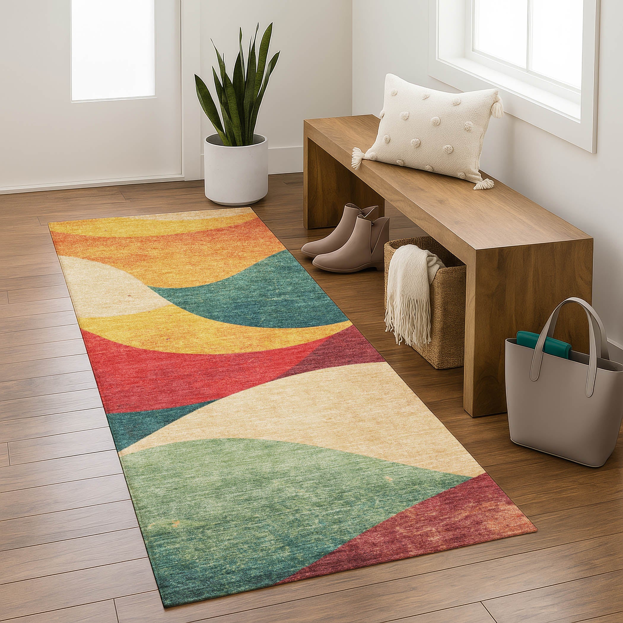 Cusco Machine Washable Transitional Orange Rug 2'3" x 7'6" #shape_Runner