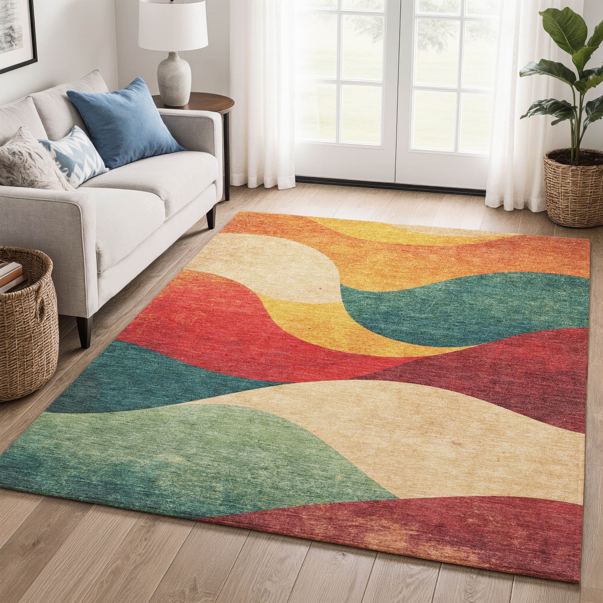 Cusco Machine Washable Transitional Orange Rug 2'6" x 3'10" #shape_Rectangle