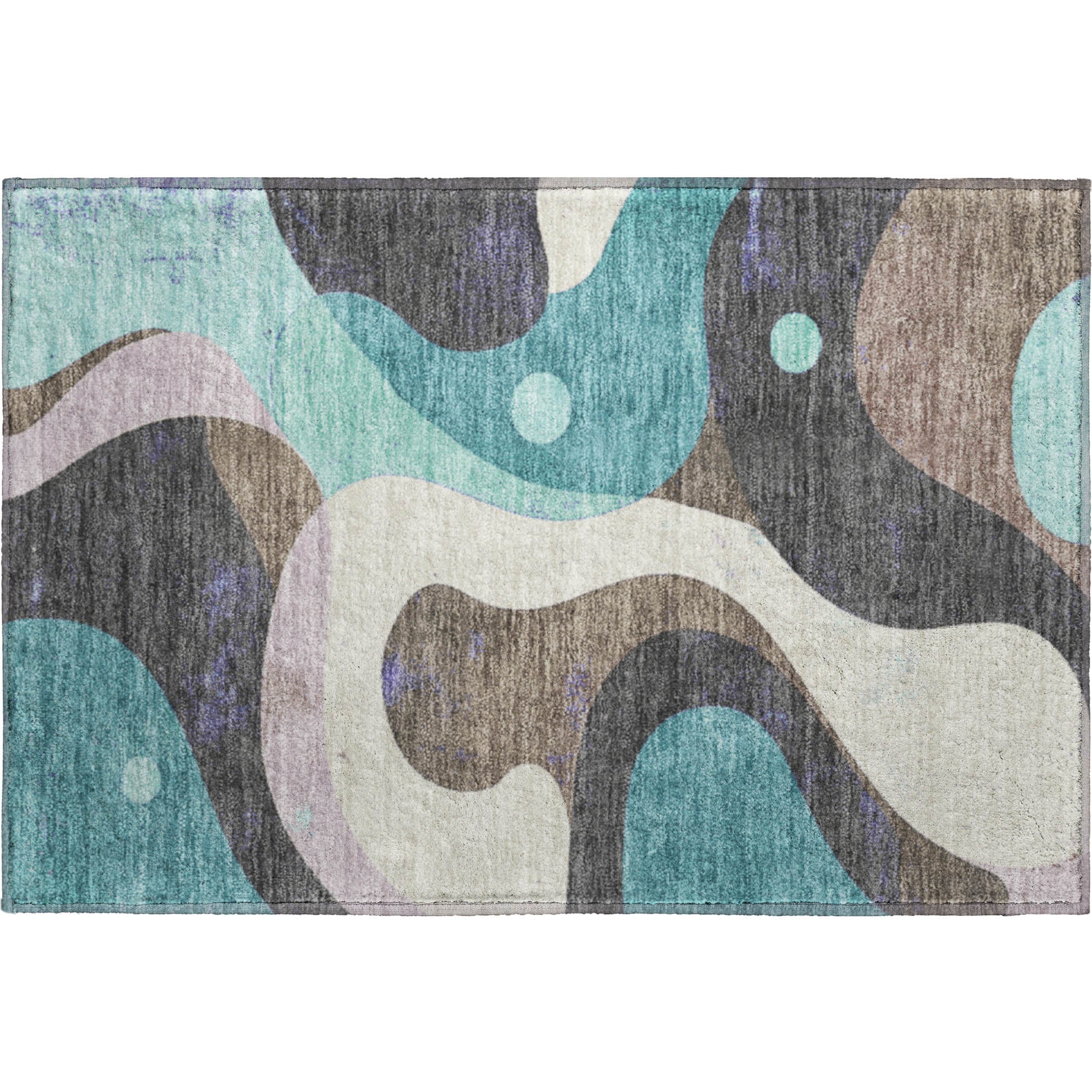 Tallinn Machine Washable Transitional Teal Rug 1'8" x 2'6" #shape_Rectangle