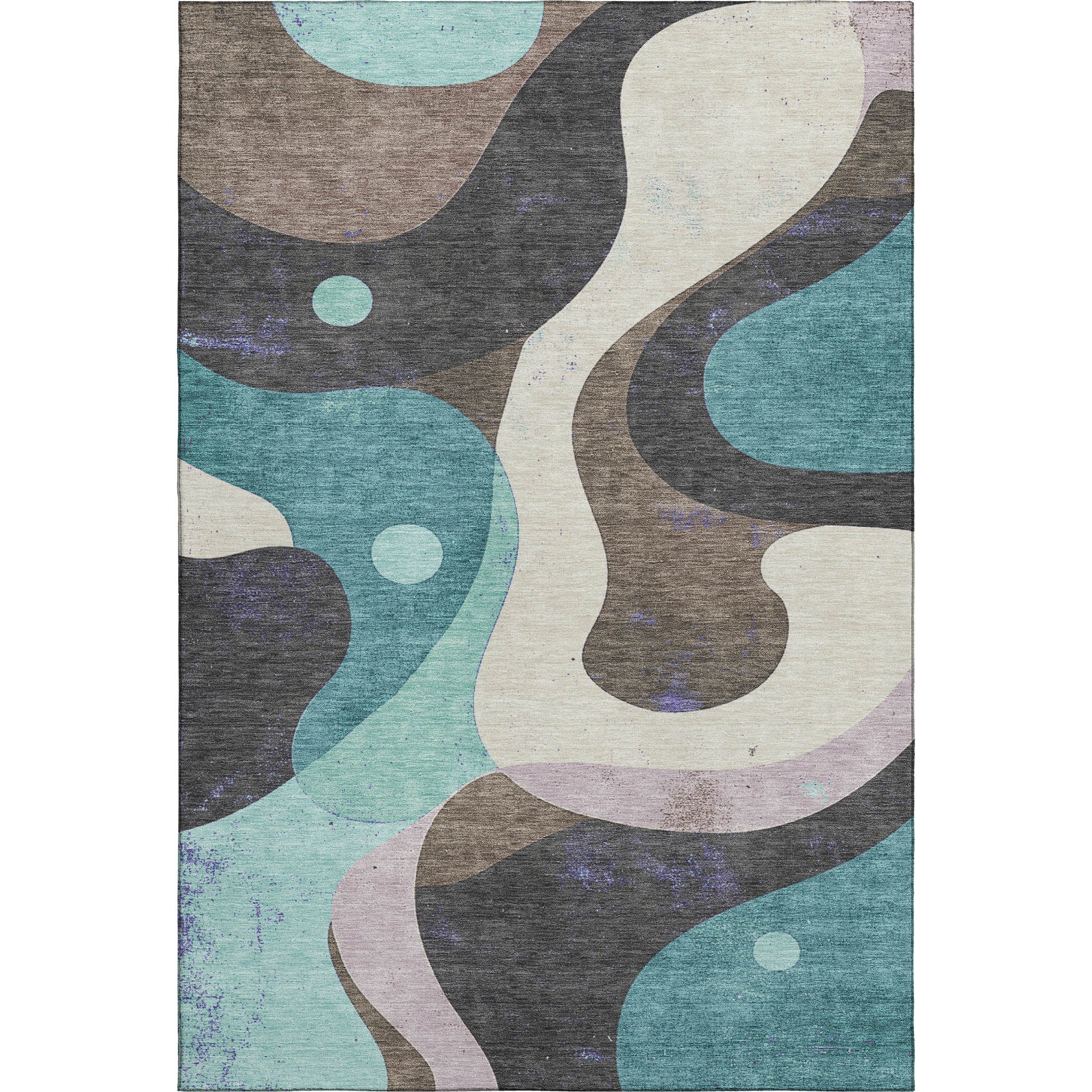 Tallinn Machine Washable Transitional Teal Rug 2'6" x 3'10" #shape_Rectangle