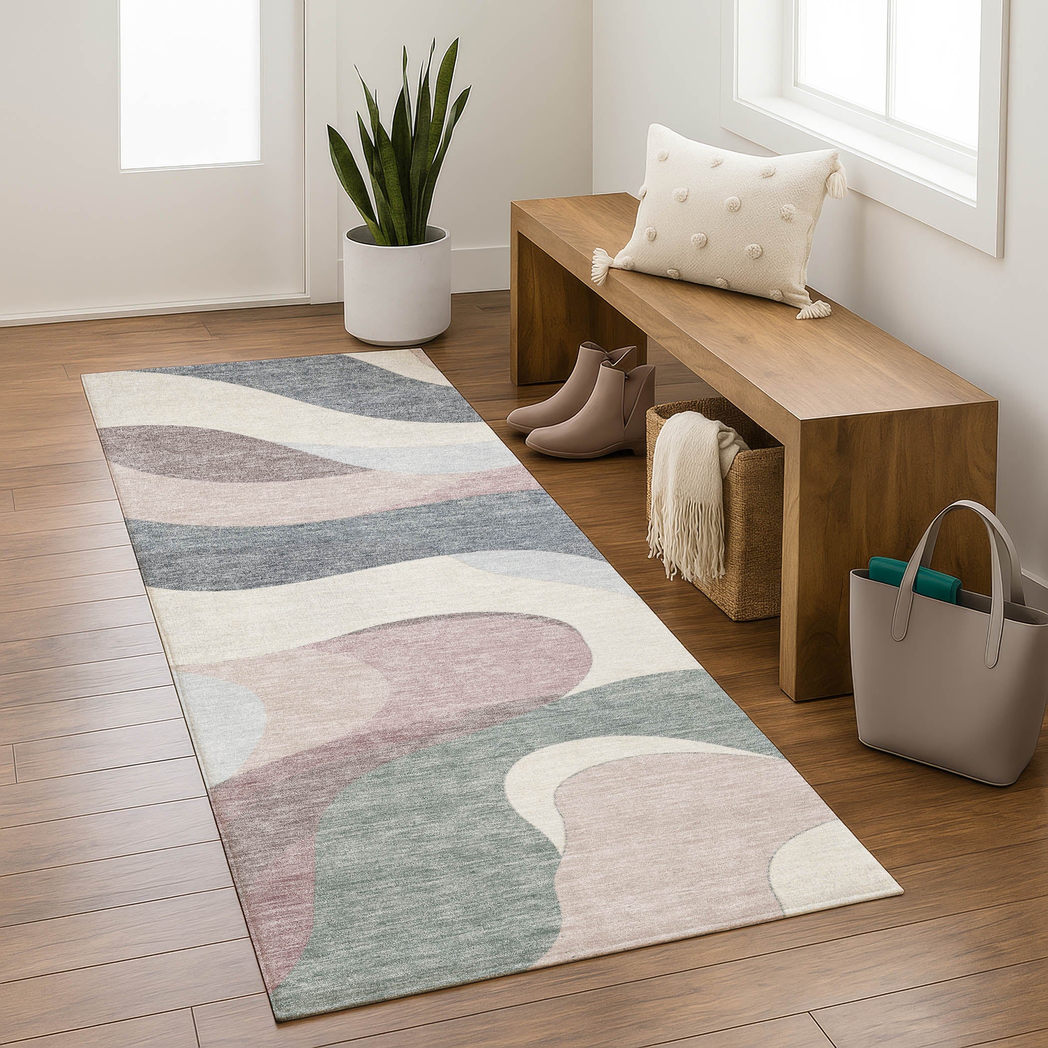 Reykjavik Machine Washable Transitional Blush Pink Rug 2'3" x 7'6" #shape_Runner
