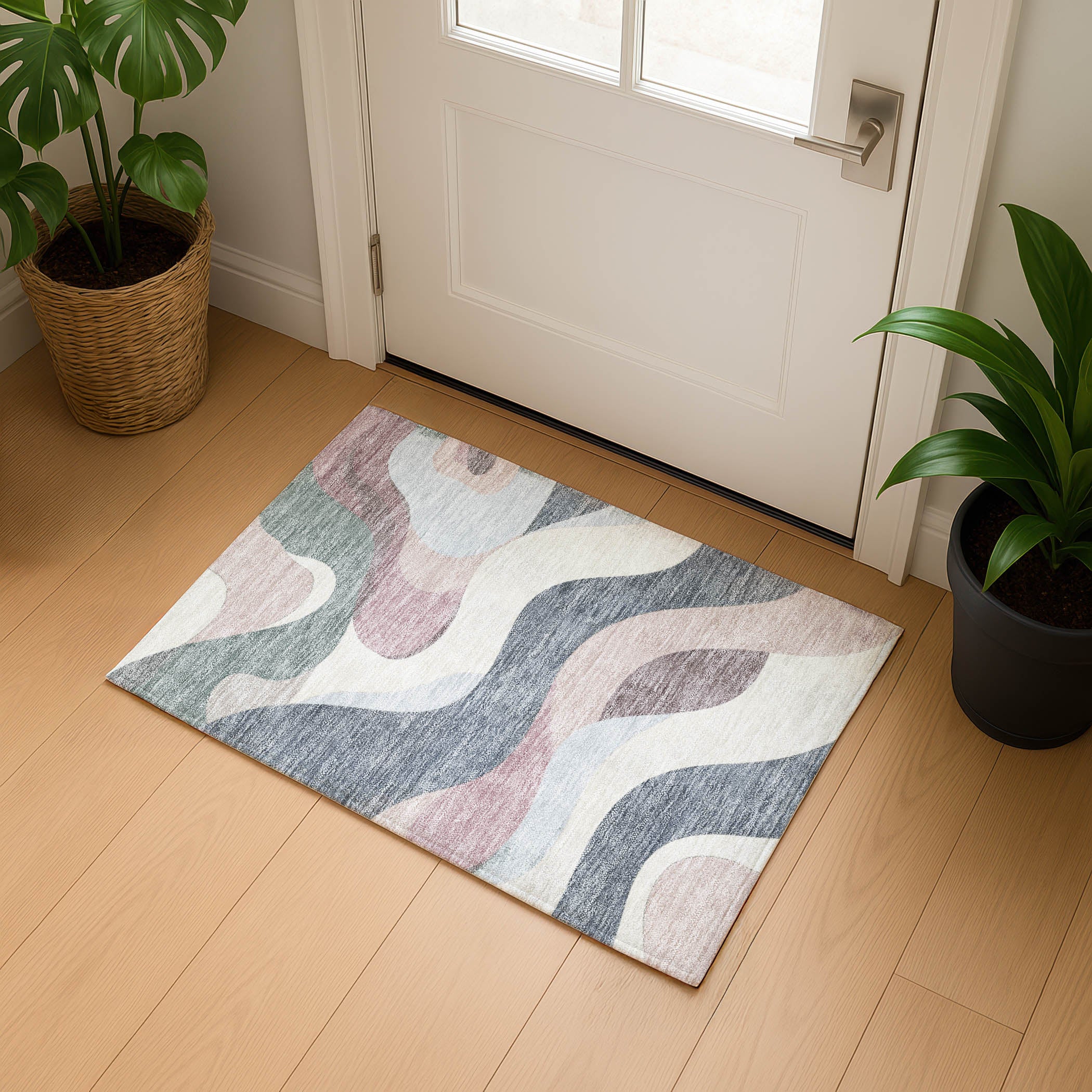 Reykjavik Machine Washable Transitional Blush Pink Rug 1'8" x 2'6" #shape_Rectangle