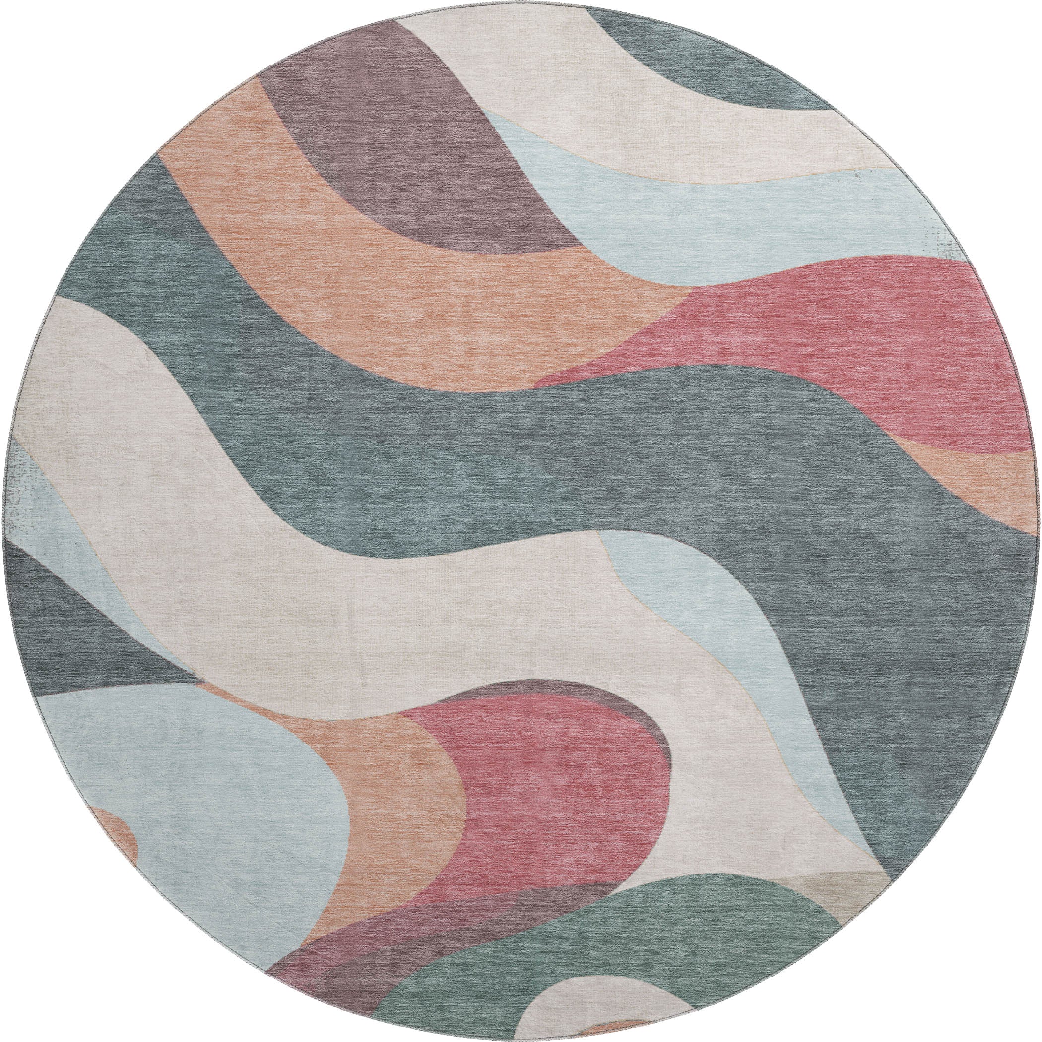 Reykjavik Machine Washable Transitional Coral Orange Rug 8' x 8' #shape_Round