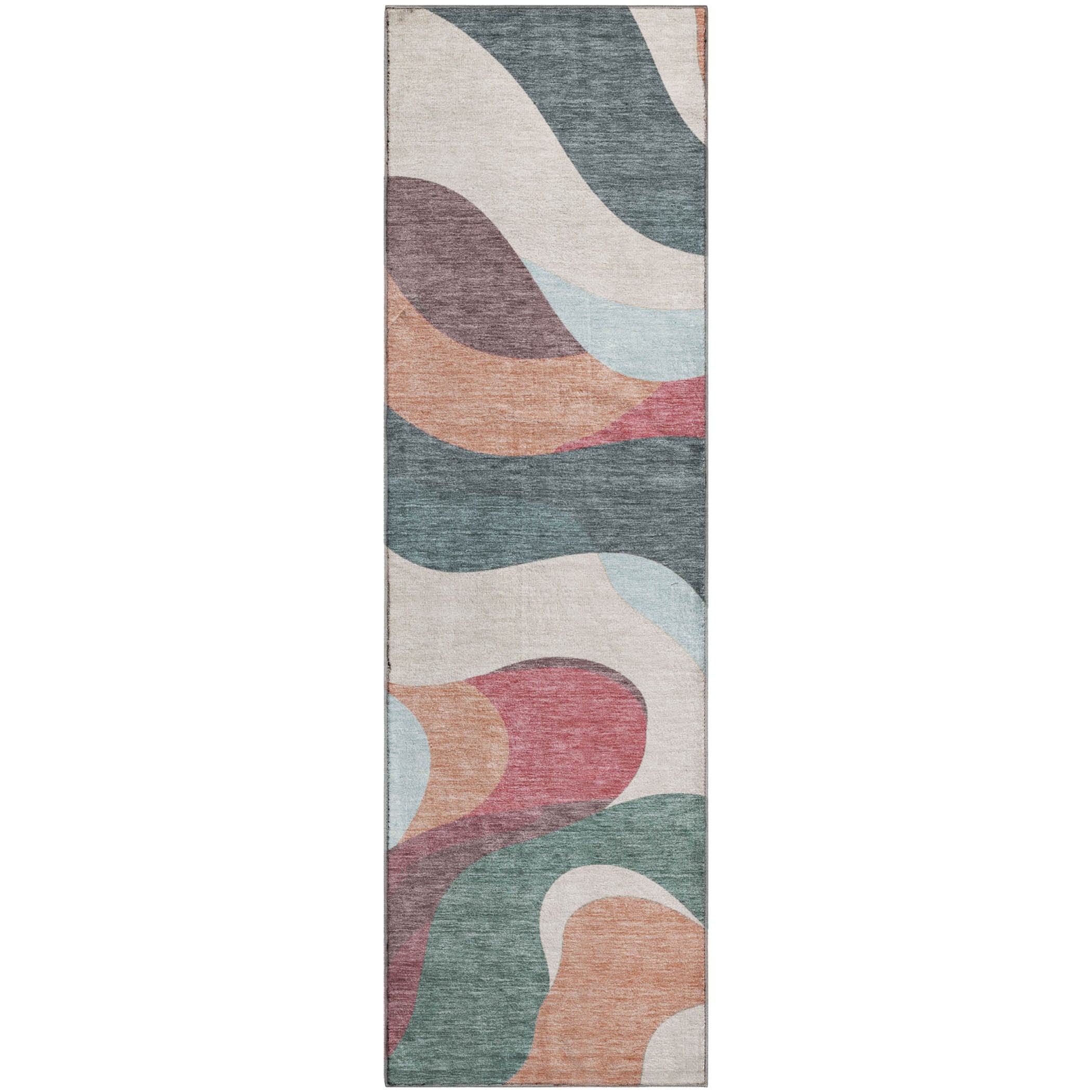 Reykjavik Machine Washable Transitional Coral Orange Rug 2'3" x 7'6" #shape_Runner