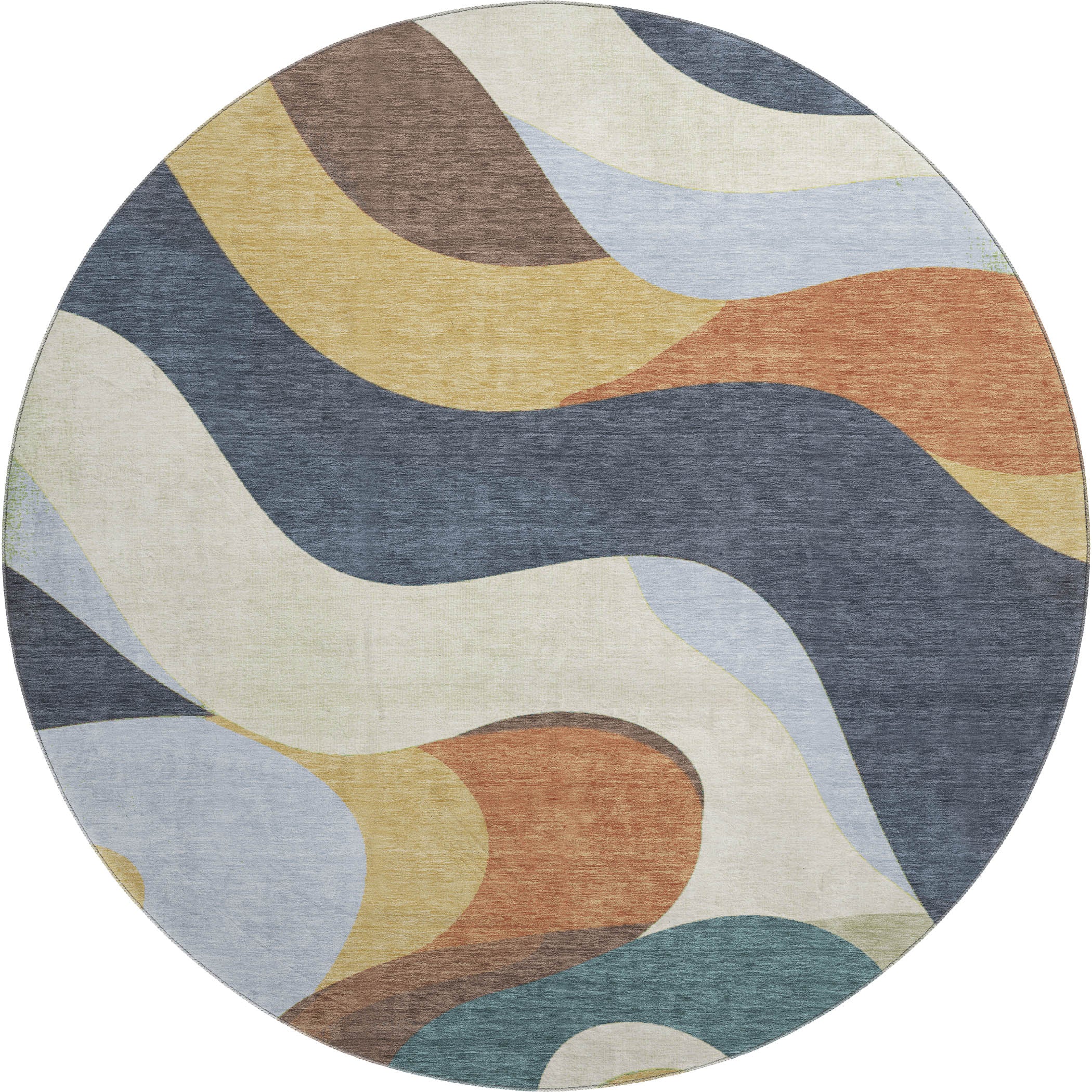 Reykjavik Machine Washable Transitional Gold Rug 8' x 8' #shape_Round