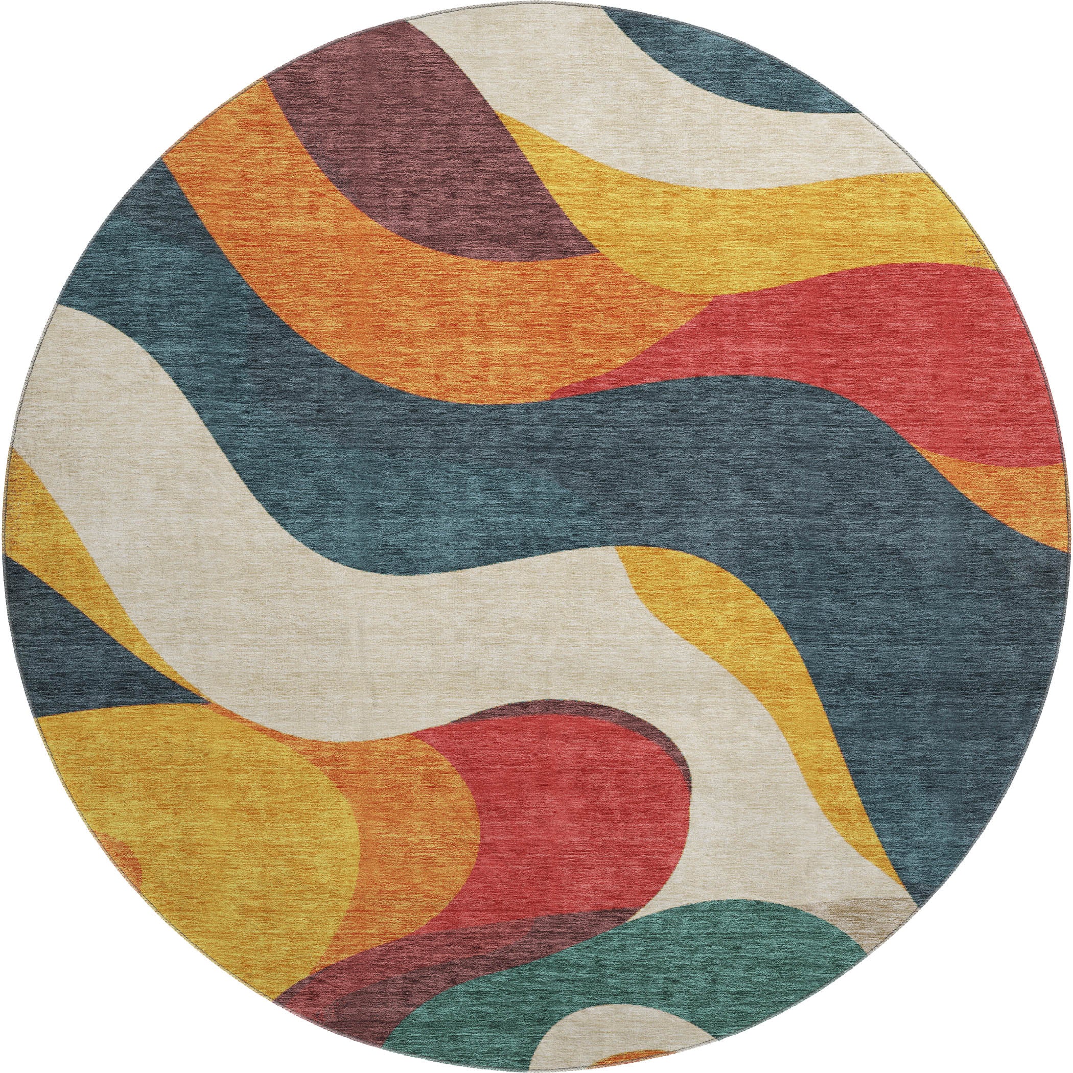 Reykjavik Machine Washable Transitional Orange Rug 8' x 8' #shape_Round