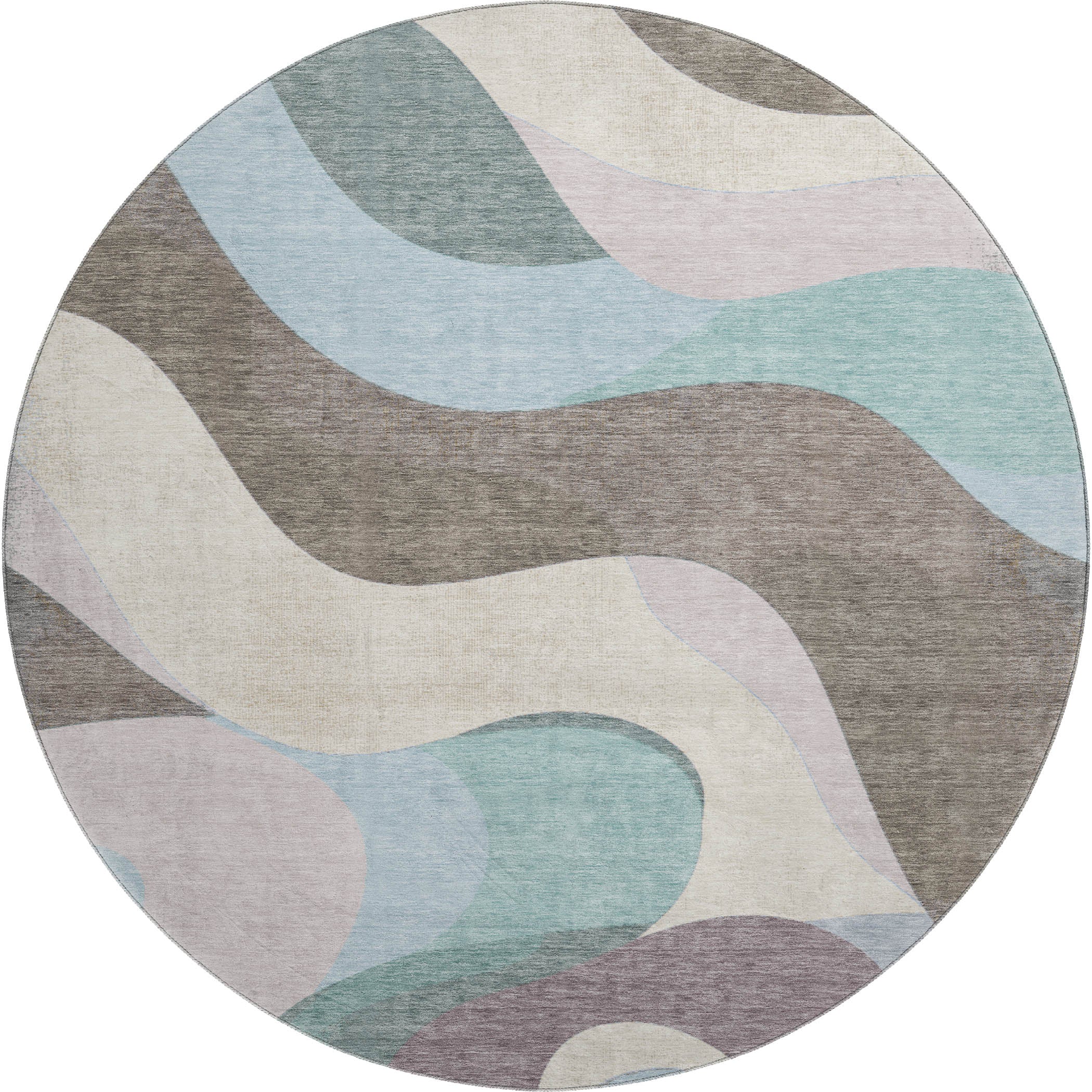 Reykjavik Machine Washable Transitional Taupe Brown Rug 8' x 8' #shape_Round
