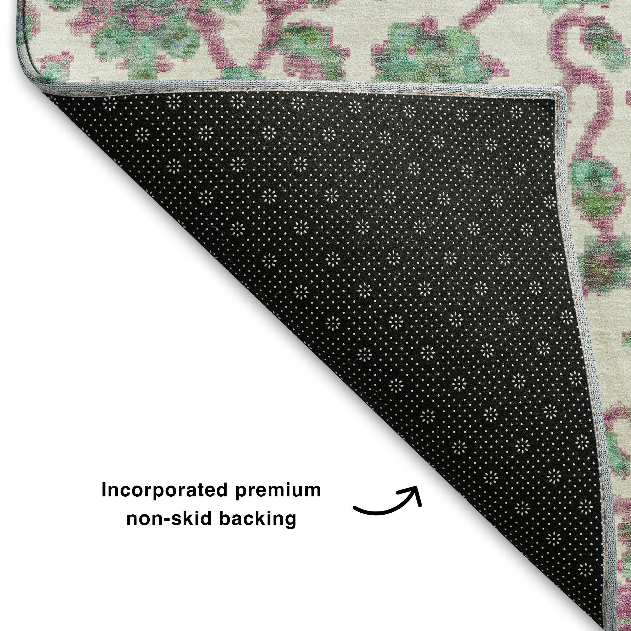 Seoul Machine Washable Traditional Mint Green Rug 1'8" x 2'6" #shape_Rectangle