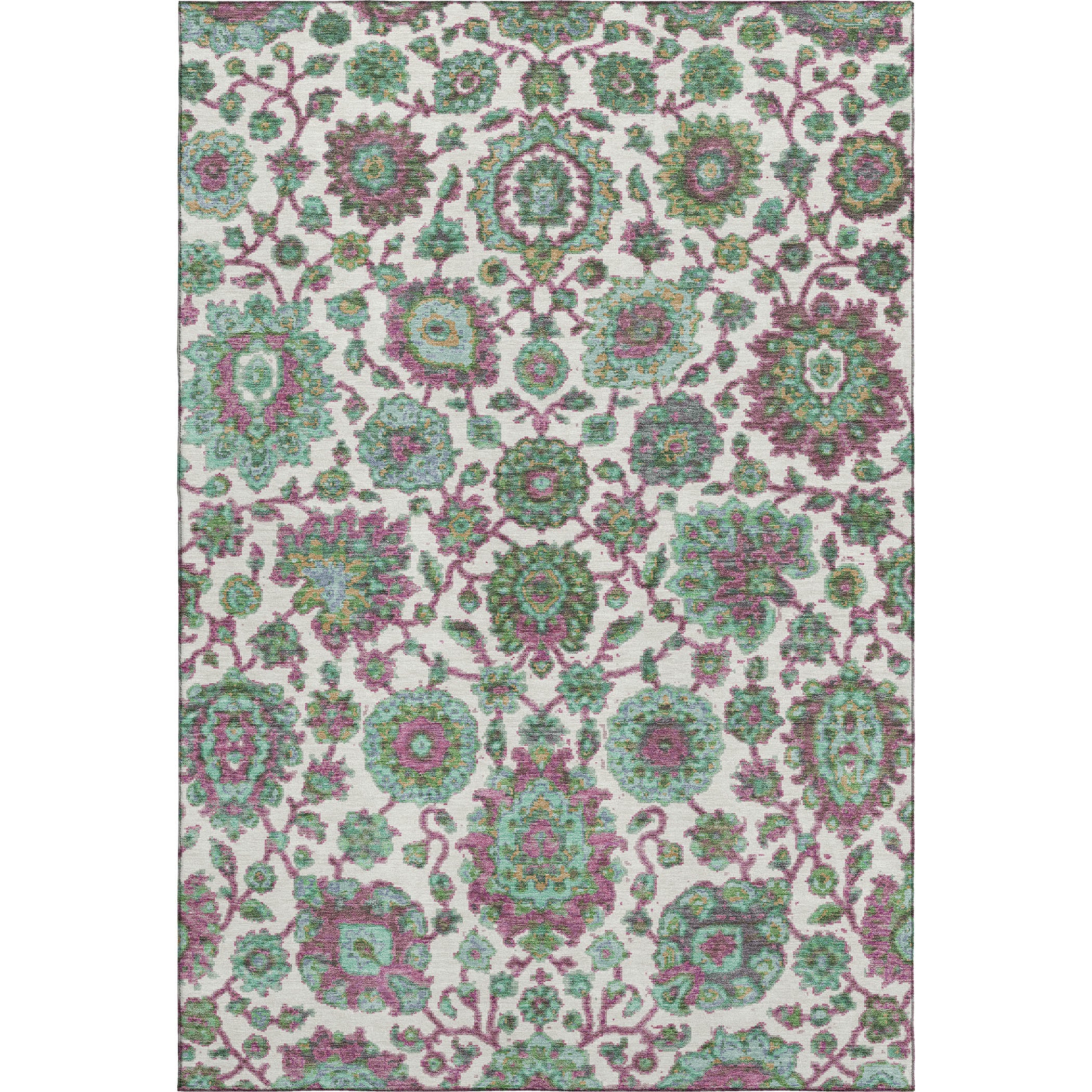 Seoul Machine Washable Traditional Mint Green Rug 2'6" x 3'10" #shape_Rectangle
