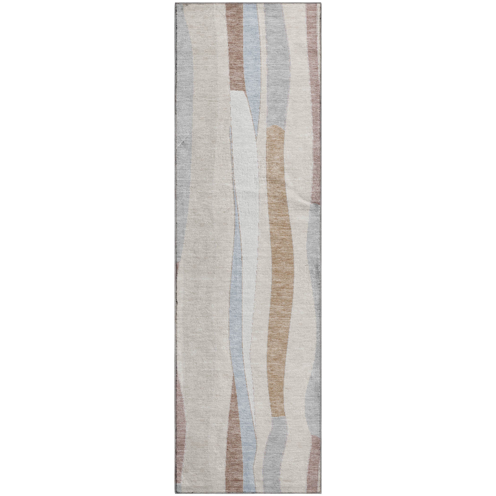 Zanzibar Machine Washable Transitional Beige Brown Rug 2'3" x 7'6" #shape_Runner