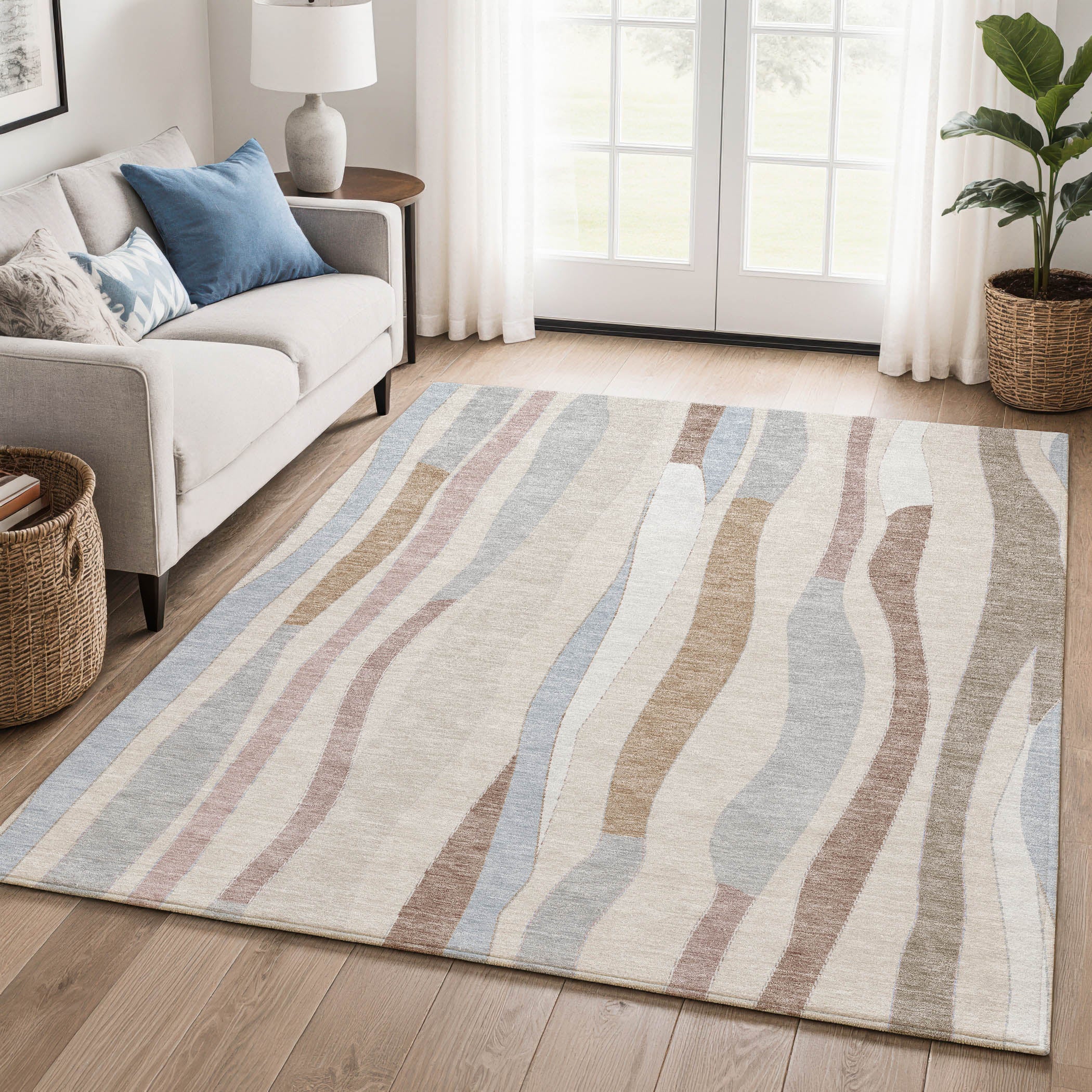 Zanzibar Machine Washable Transitional Beige Brown Rug 2'6" x 3'10" #shape_Rectangle