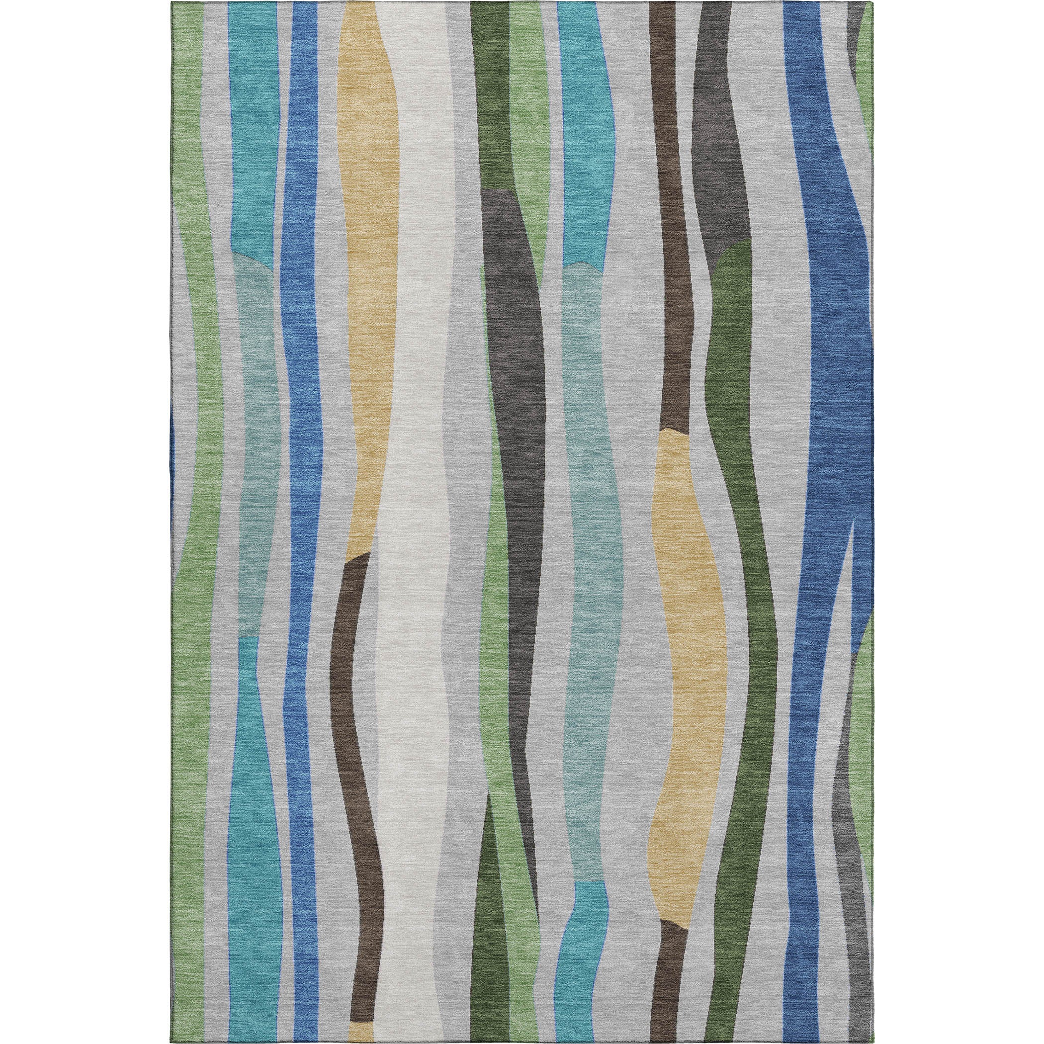 Zanzibar Machine Washable Transitional Green Rug 2'6" x 3'10" #shape_Rectangle